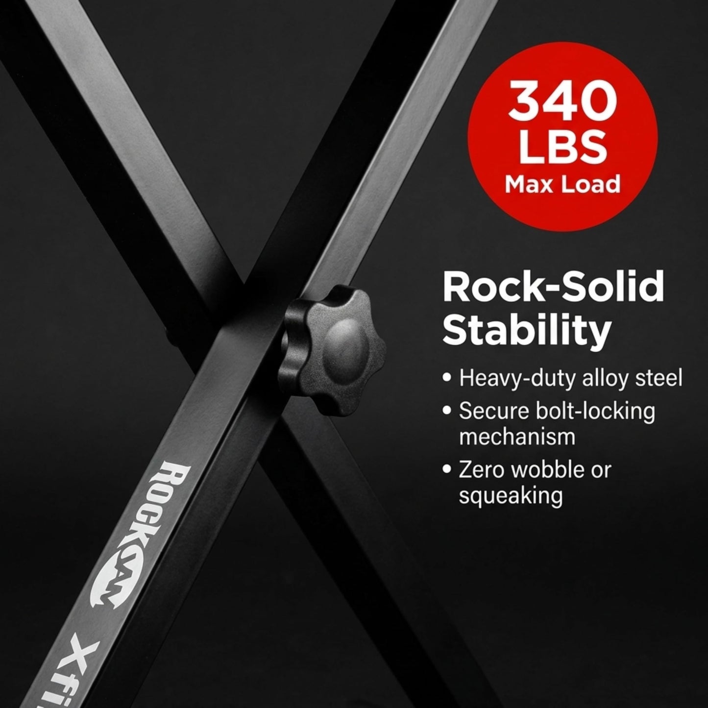RockJam KB100 Adjustable Padded Keyboard Bench, X-Style, Black 🍁 All In One Marketplace Canada