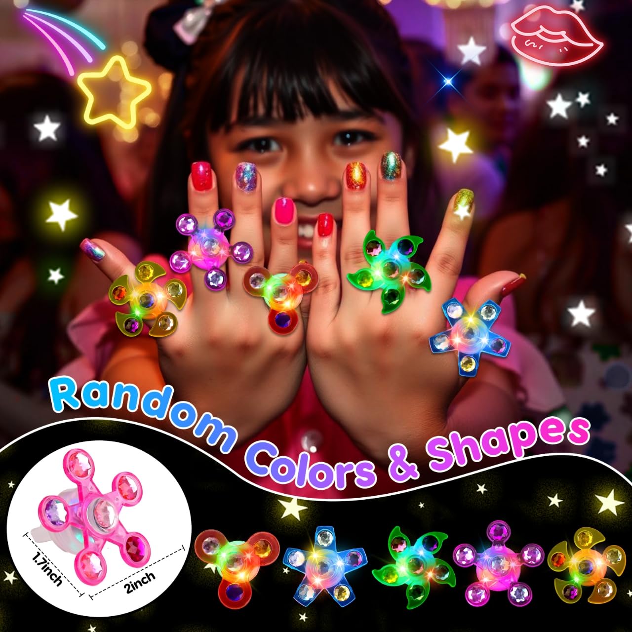 24PCS LED Light Up Fidget Spinner Rings Birthday Party Bag Fillers Glow Party Favors Bulk for Kids 4-8 8-12, Goodie Treat Bag Stuffers Pinata Fillers Carnival Prizes Classroom Treasure Box Toys 🍁 All In One Marketplace Canada