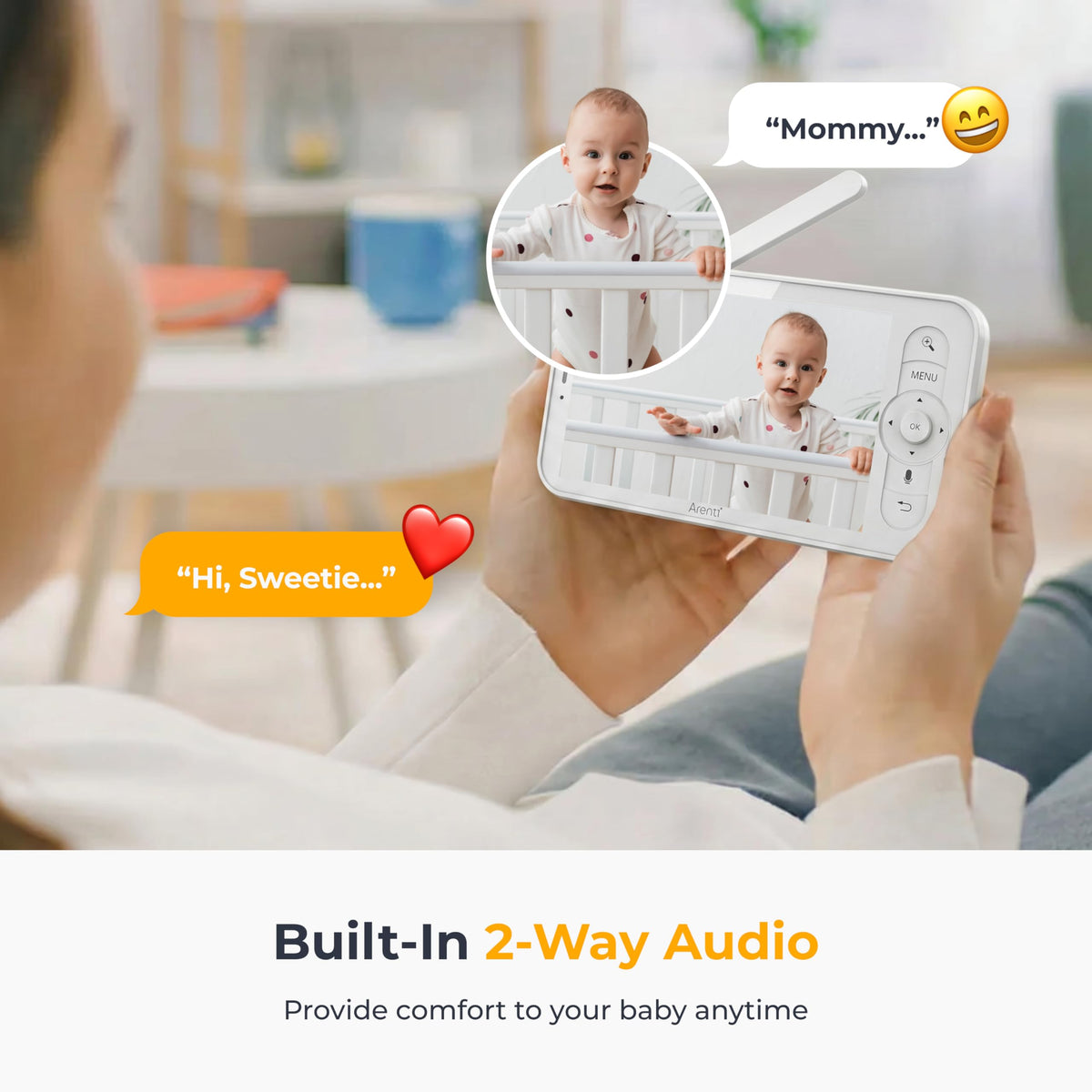 Arenti Baby Monitor 2 Cameras, Smart WiFi 6 Baby Cameras with 5-Inch Upgraded Wireless Display, 360° View, Auto-Night Vision, Temperature Sensor, Sound & Motion Detection, 2 Way Audio, VOX Mode (B2) 🍁 All In One Marketplace Canada
