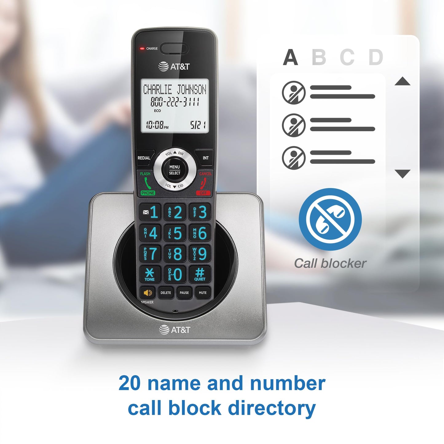 AT&T GL2101-2 DECT 6.0 Cordless Home Phone 2-Handset with Call Block, Caller ID, Full-Duplex Handset Speakerphone, 2" White Backlit Display, Lighted Keypad, Graphite & Black 🍁 All In One Marketplace Canada