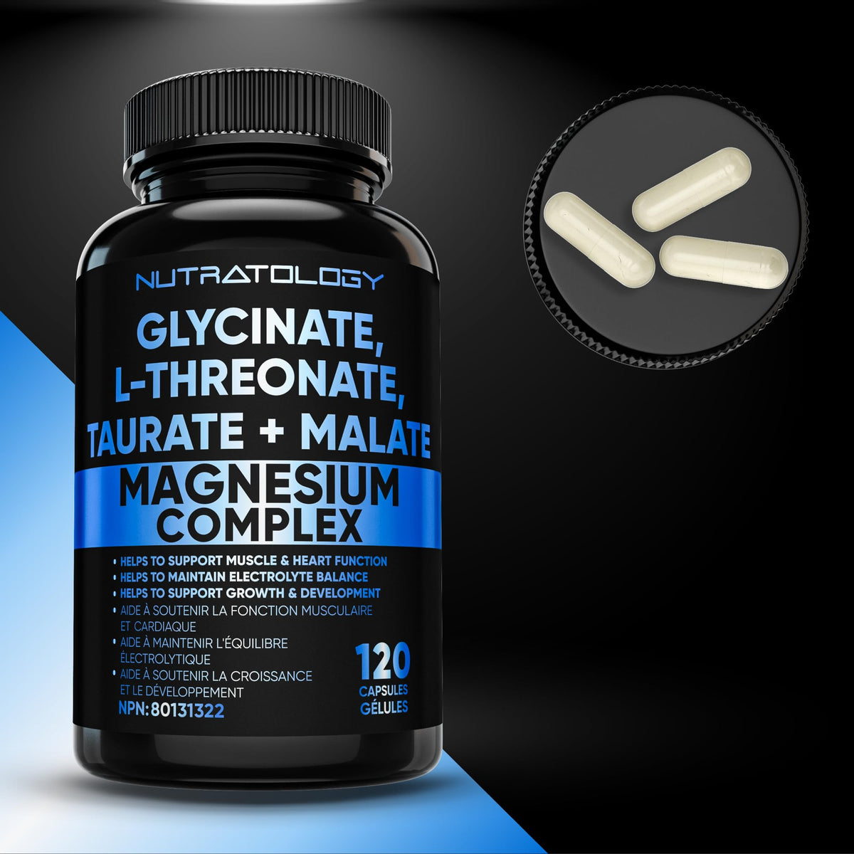 Nutratology Magnesium Complex - Glycinate, Malate, L-Threonate & Taurate With Vitamin B6 + Bioperine For Enhanced Absorption - Helps Support Healthy Bones, Muscles, Teeth & Heart - 100MG Elemental Magnesium Per Capsule - 120 Count
