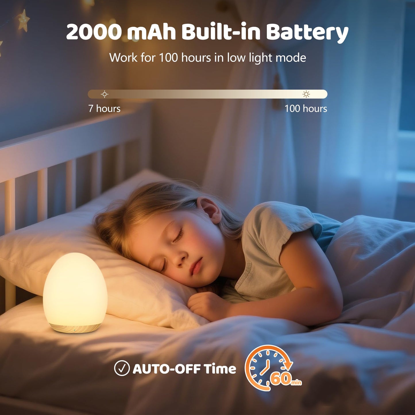Night Lights for Kids, MediAcous Baby Night Light with 7 Colors Changing & Dimming Function, Rechargeable Kids Night Light with 1 Hour Timer & Touch Control, Up to 100H, Wood Grain 🍁 All In One Marketplace Canada