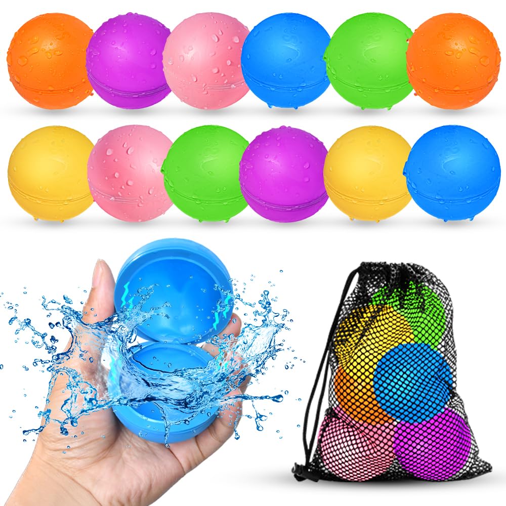 12Pcs Reusable Water Balloons, Pool Beach Water Toys for Boys and Girls, Outdoor Summer Toys for Kids Ages 3-12, Magnetic Water Ball for Outdoor Activities 🍁 All In One Marketplace Canada