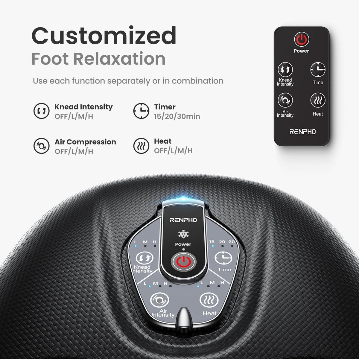 RENPHO Foot Massager with Heat, Deep Kneading Electric Shiatsu Foot Massager Machine with Wireless Remote Control, 3 Heating Levels & Air Compression, Birthday Gifts for Women Men 🍁 All In One Marketplace Canada