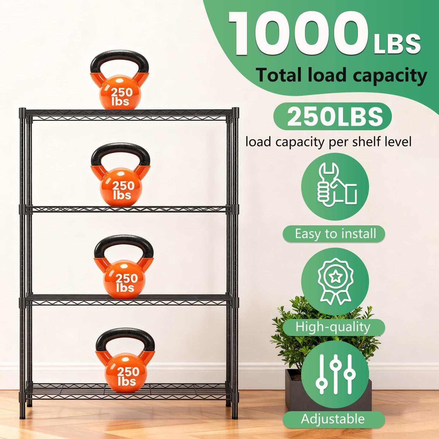 FDW Storage Shelves,Wire Shelving Unit Metal Shelves Heavy Duty Layer Rack Storage Rack Adjustable Utility (Black, 36" x 14" x 54") 🍁 All In One Marketplace Canada