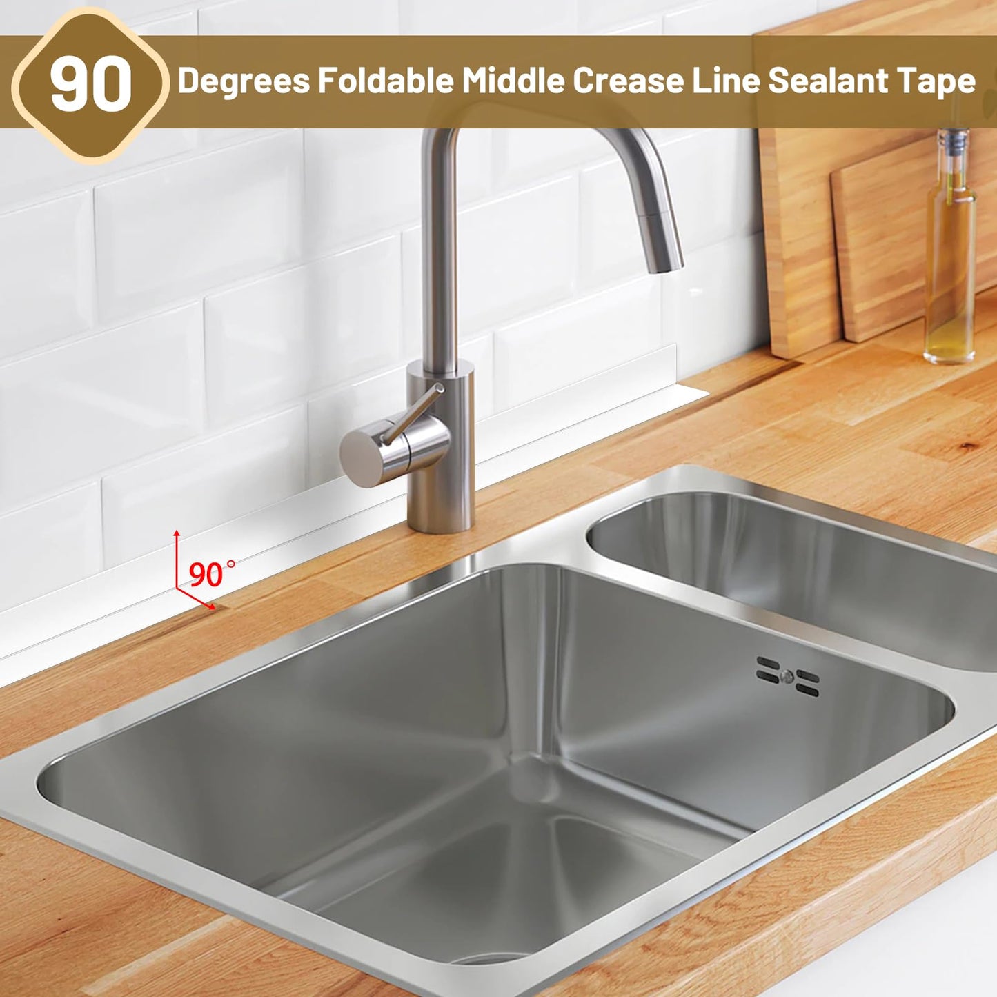 2 Rolls Caulking Tape Waterproof Self Adhesive, Kitchen & Bath Seal Caulk Strip, Self Adhesive Caulk Tape Sealant Strip for Toilet Base, Bathtub Countertop, Wall Floor, with Sealing Tool (126 X 1.5In) 🍁 All In One Marketplace Canada