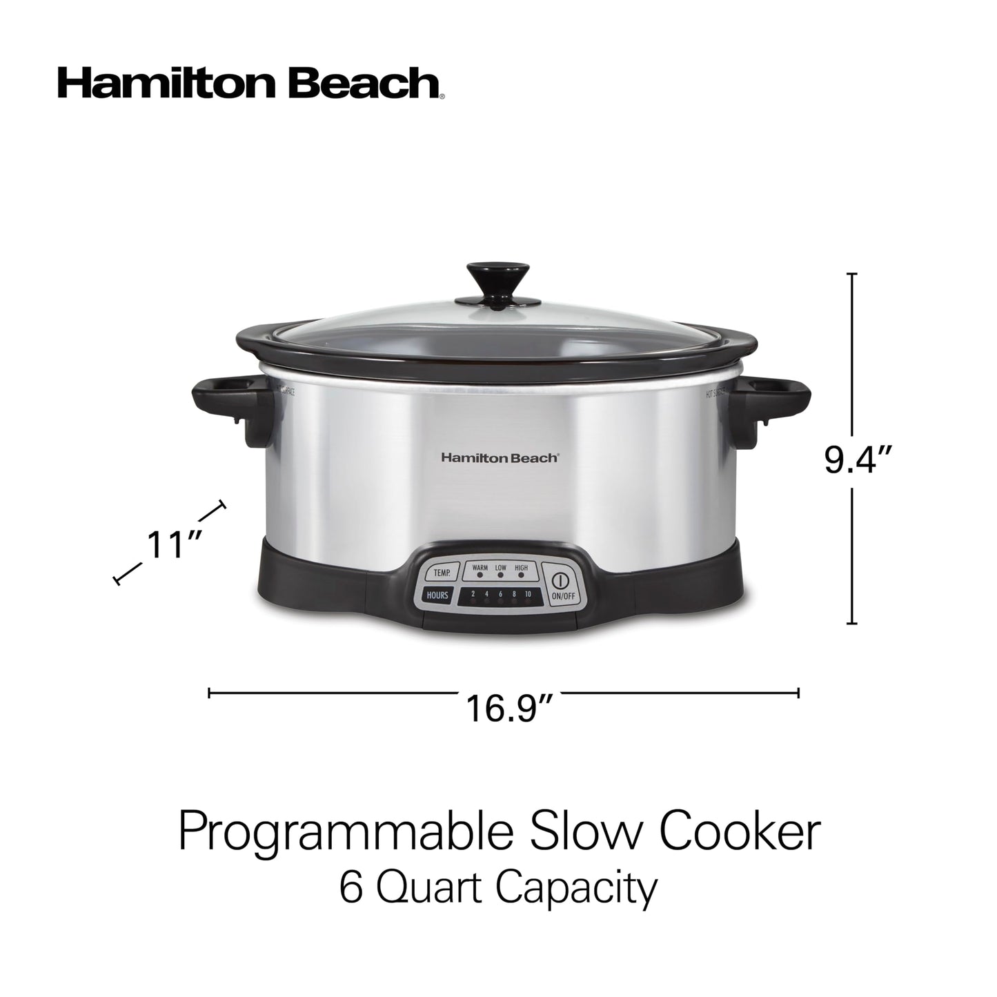 Hamilton Beach Programmable Slow Cooker, 6 Quart Capacity, Silver, 33463 🍁 All In One Marketplace Canada