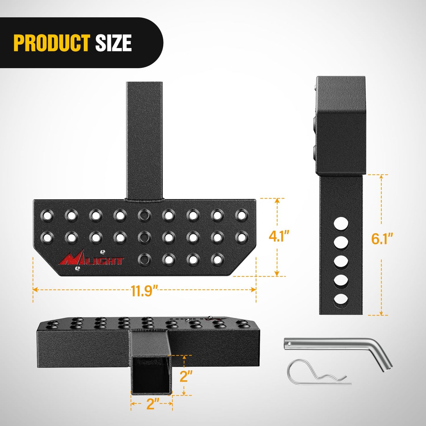 Nilight Hitch Step with 2" Hitch Receiver Rear Bumper Guard Protector 11.9 Inch with 5/8” Hitch Pin Clip Upgraded Textured Black Anti Slip Hitch Step Bar for Pickup Truck Car SUV 🍁 All In One Marketplace Canada