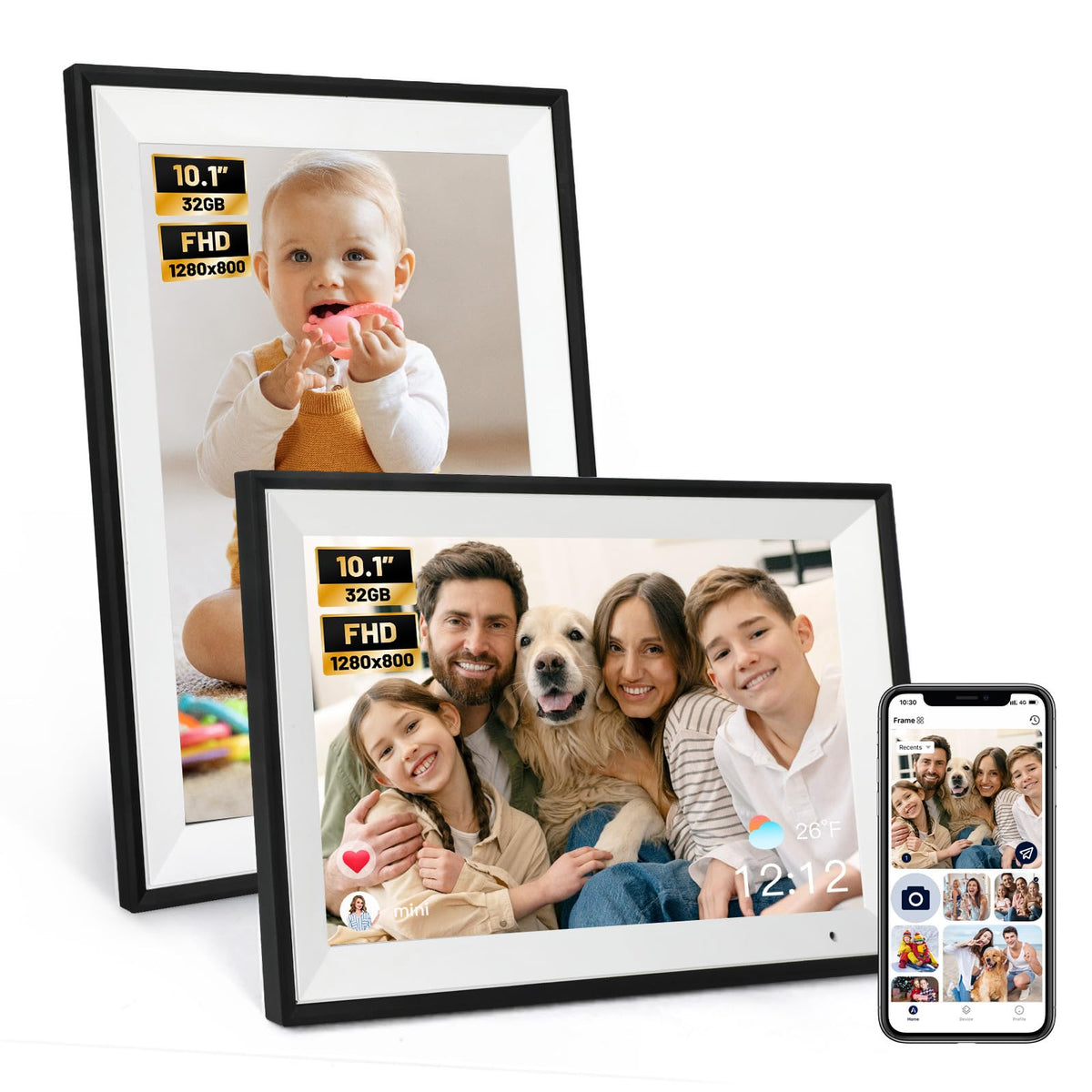 Anna Bella Digital Photo Frame 10.1 Inch with 1280x800 HD IPS Touch Screen, 32GB WiFi Digital Picture Frame with App Sharing, Auto-Rotate Photo Frame with Sleep Mode, Gift for Parents, Friends 🍁 All In One Marketplace Canada