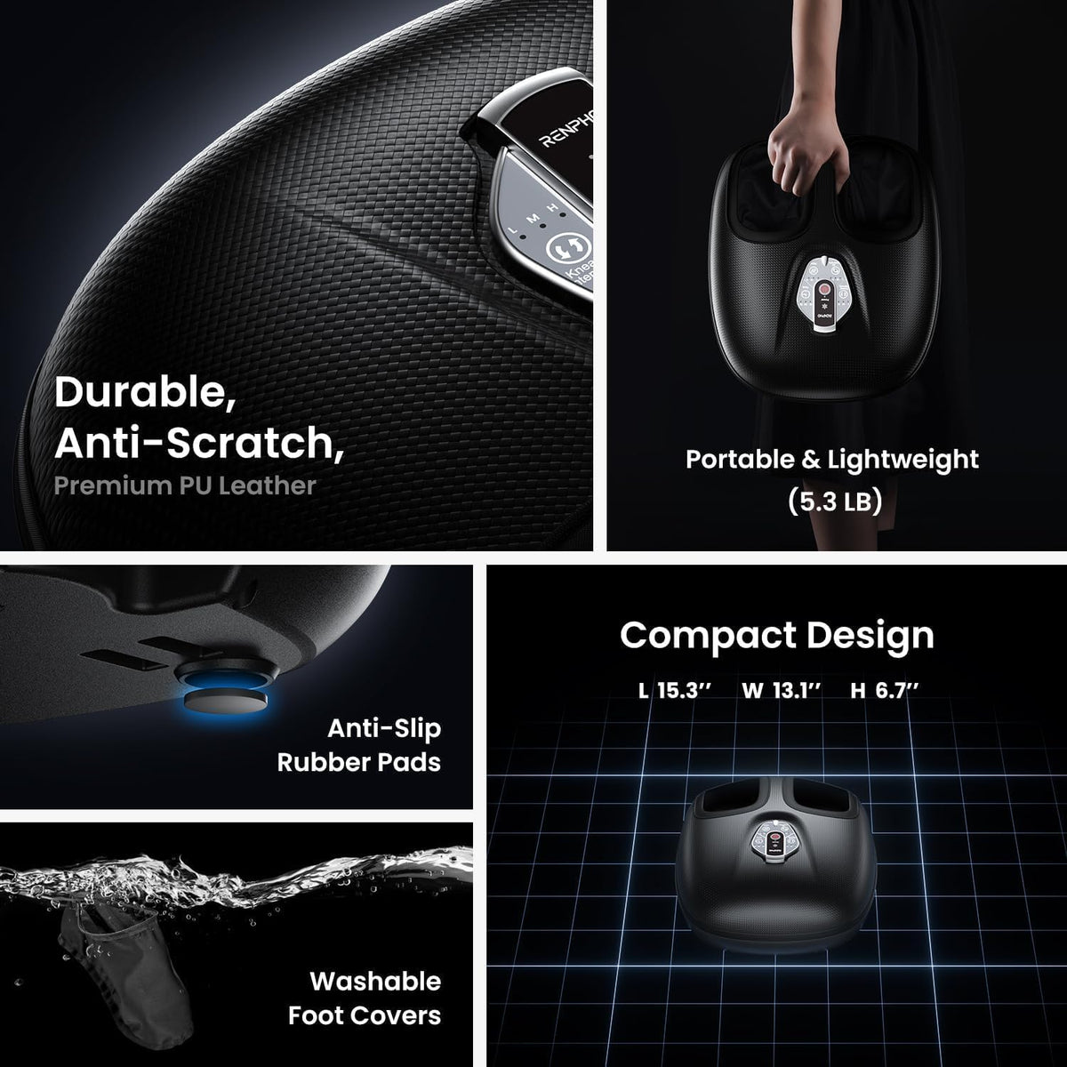 RENPHO Foot Massager with Heat, Deep Kneading Electric Shiatsu Foot Massager Machine with Wireless Remote Control, 3 Heating Levels & Air Compression, Birthday Gifts for Women Men 🍁 All In One Marketplace Canada