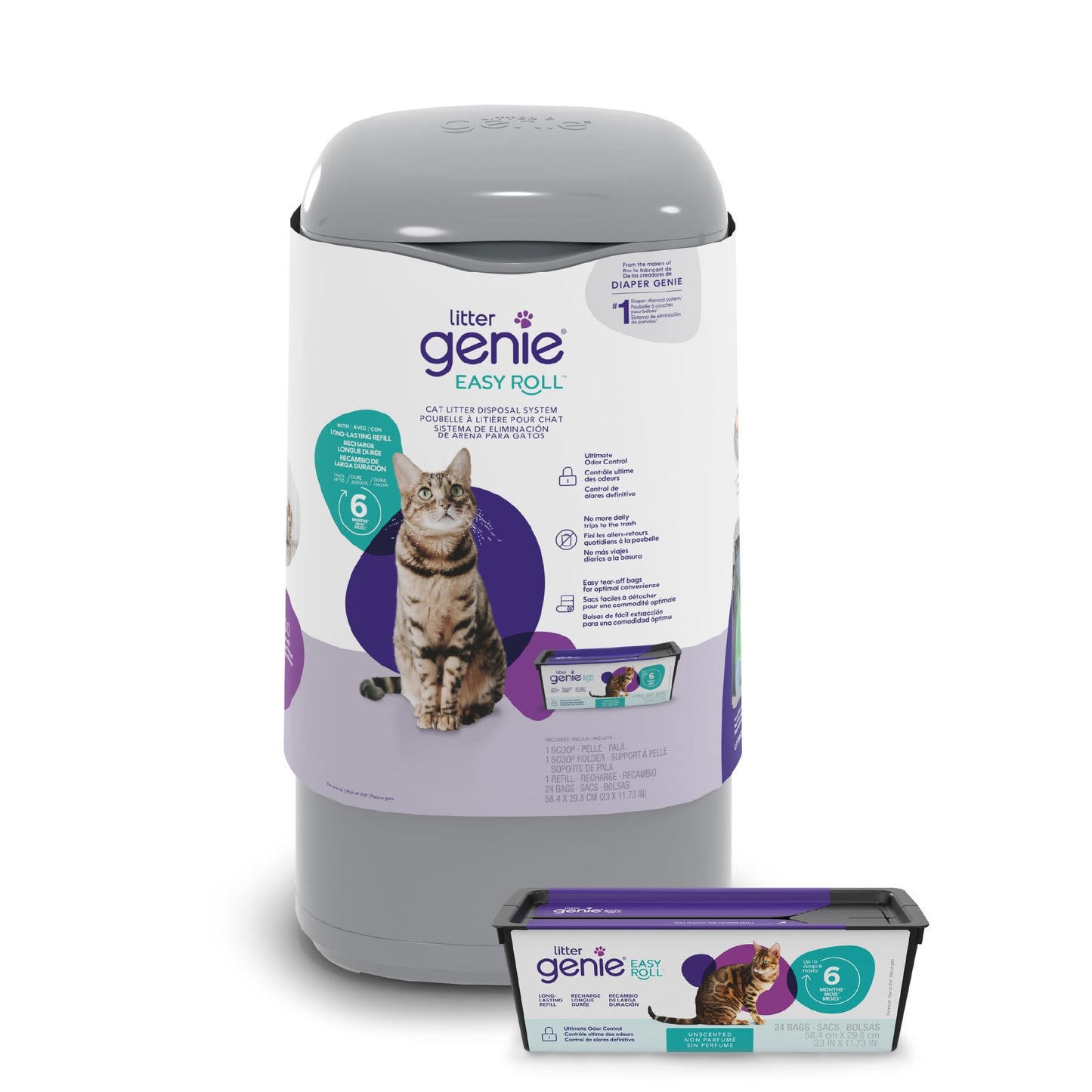 Litter Genie Easy Roll Pail with Easy Roll Refill, 24 Bags 🍁 All In One Marketplace Canada