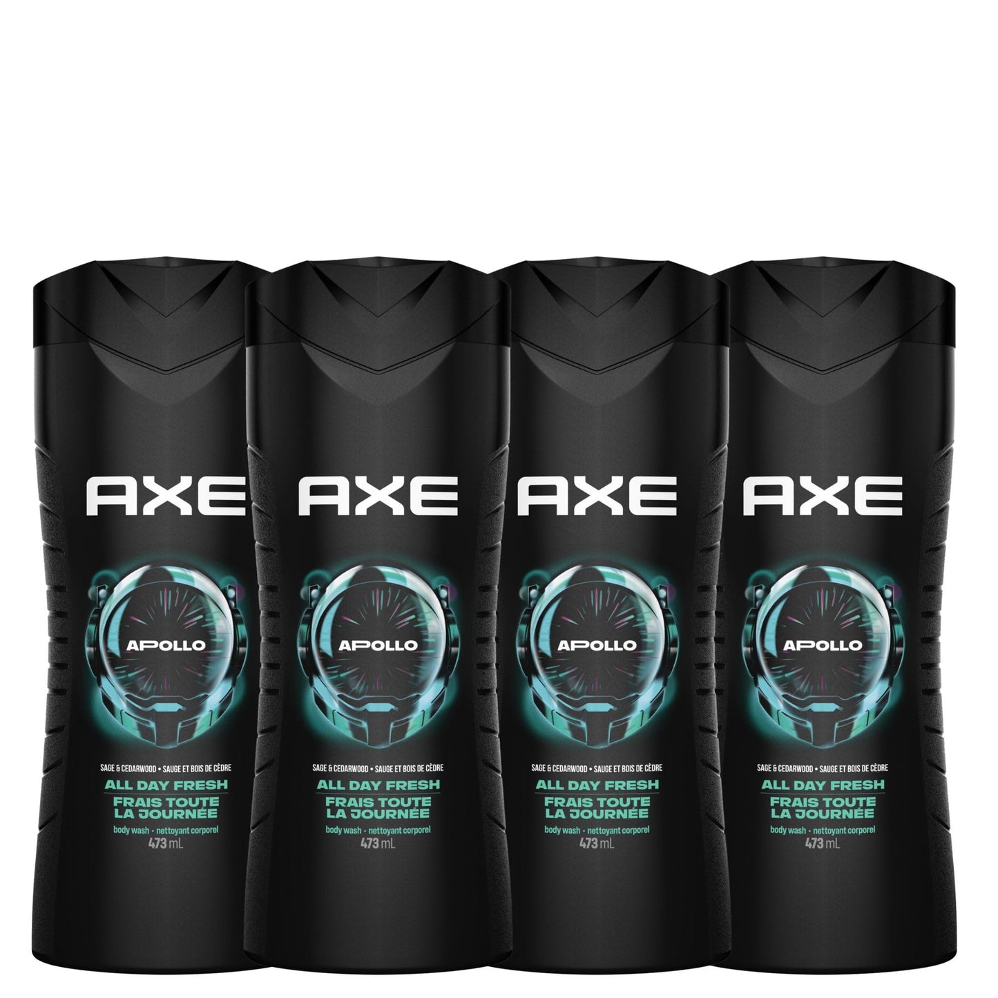AXE Apollo Men's Body Wash for All Day Freshness, Sage & Cedarwood, with 100% Plant-Based Moisturizers, 473ml (Pack of 4) 🍁 All In One Marketplace Canada