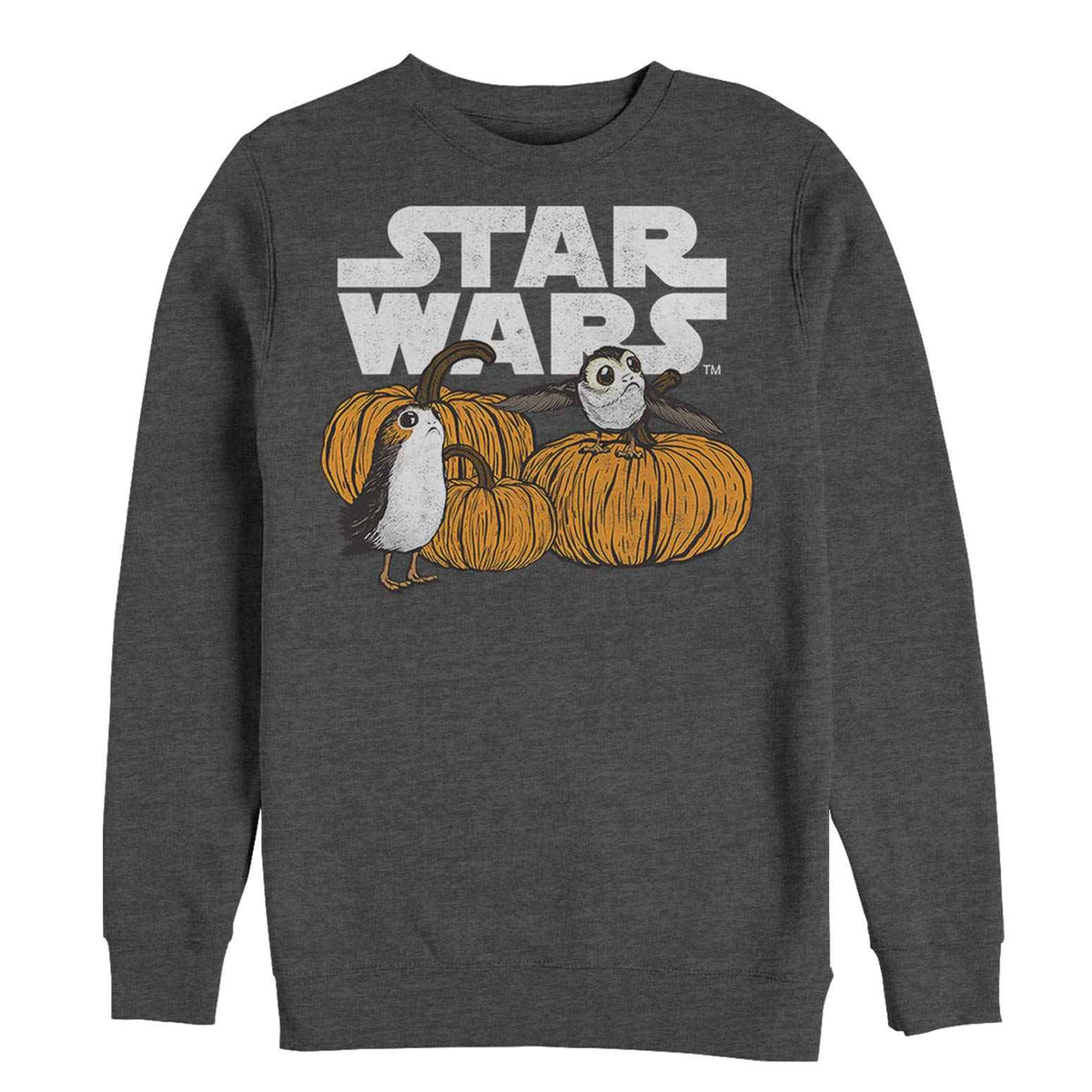 STAR WARS Men's The Last Jedi Happy Halloween PORG Logo Sweatshirt, Charcoal Heather, Large