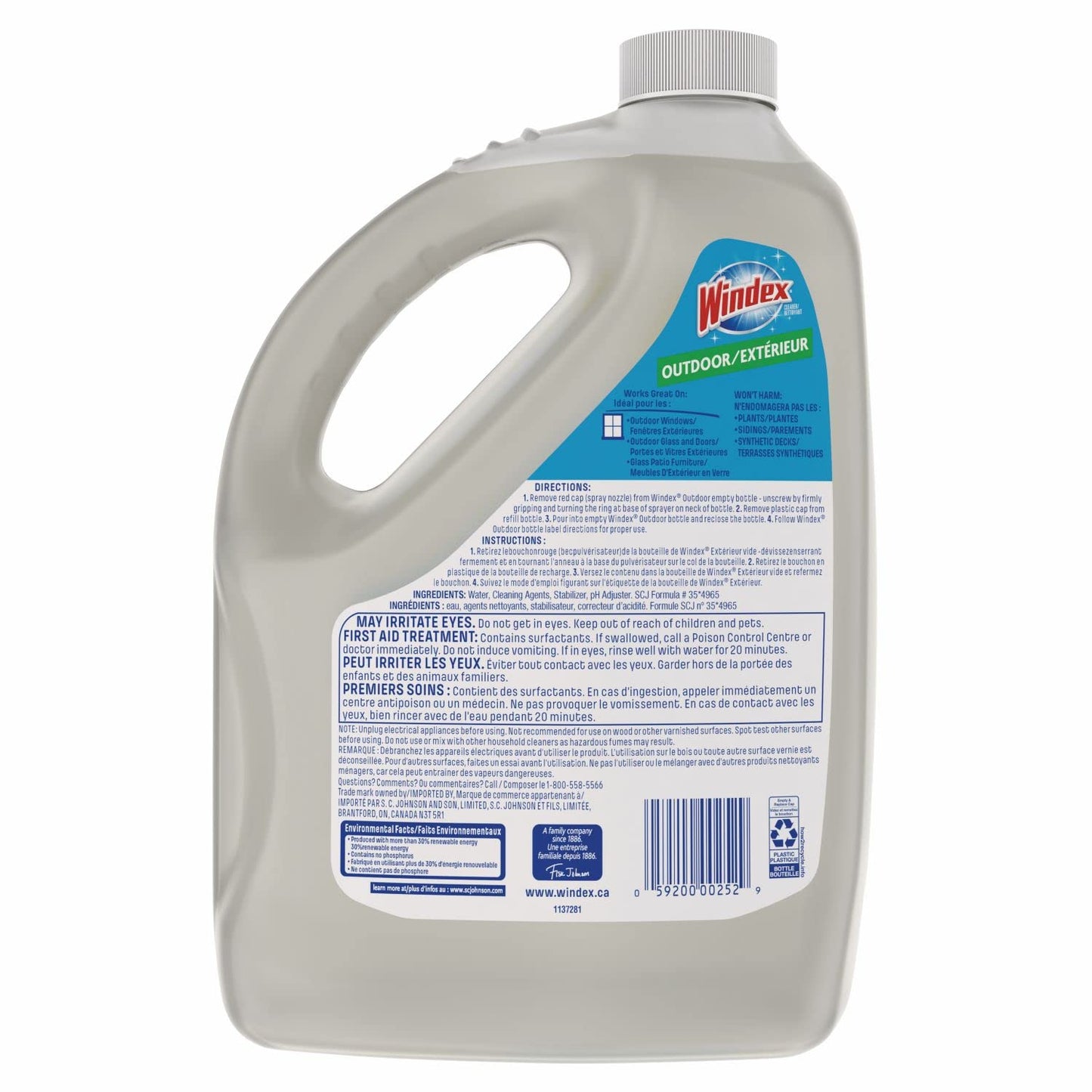 Windex Outdoor Window, Glass, and Patio Cleaner Refill, Streak-Free, Removes Dirt and Grime, Surface Cleaning Shine Spray, 3.8mL 🍁 All In One Marketplace Canada