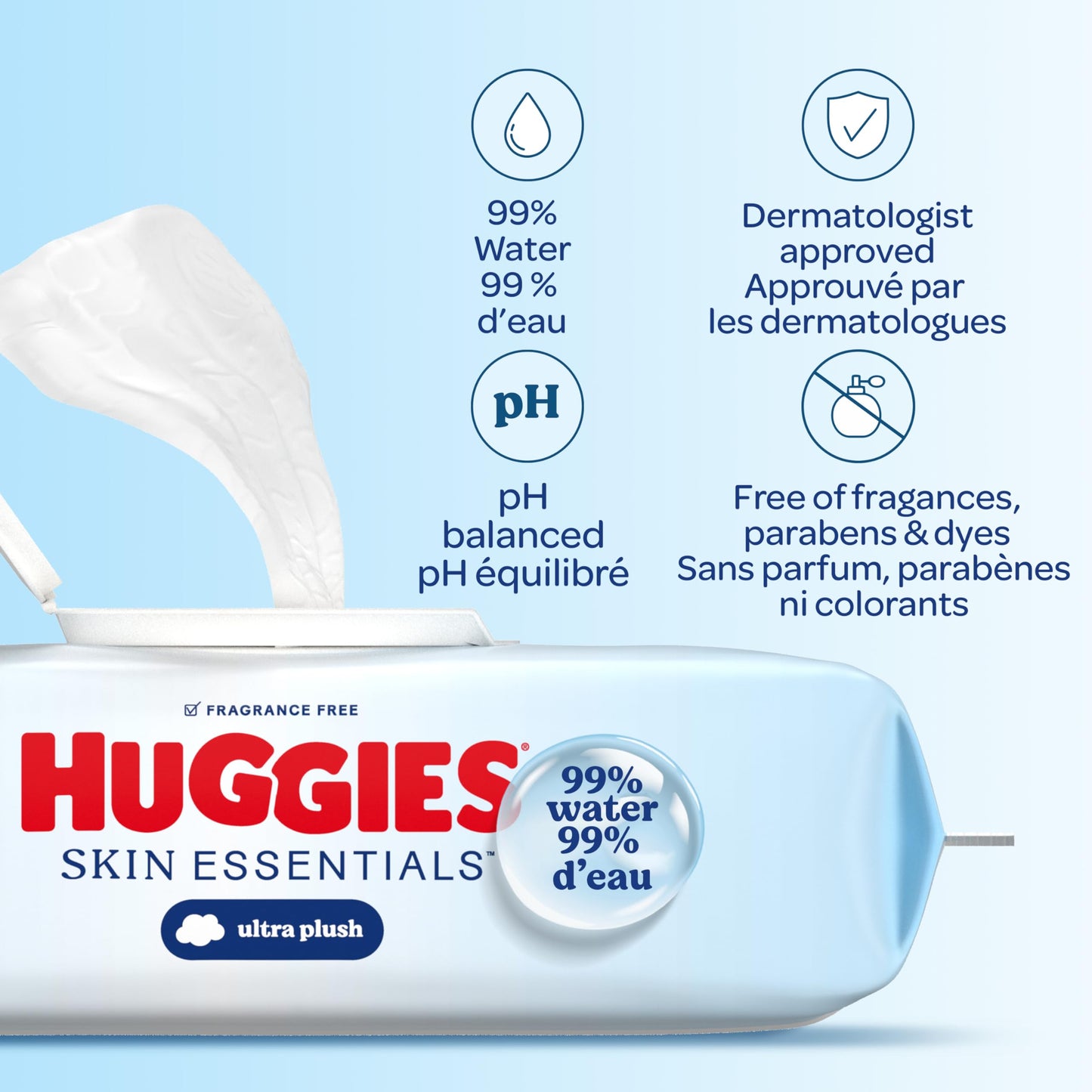 Huggies Skin Essentials Baby Wipes, Hypoallergenic, 99% Water, 10 Flip Top Packs (560 Wipes Total) 🍁 All In One Marketplace Canada