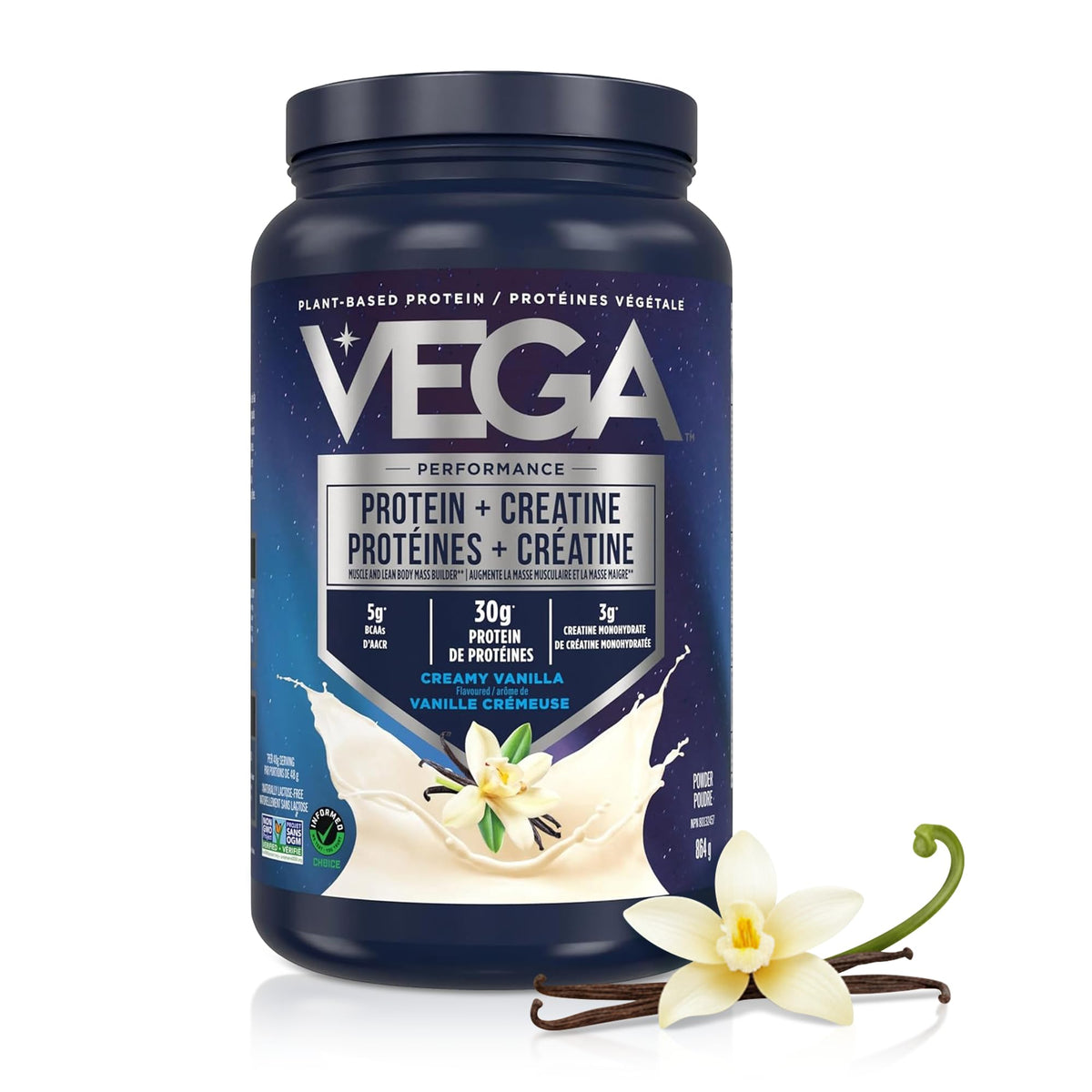Vega Protein + Creatine, 28g Plant Based Protein Powder with Creatine for Muscle Recovery – Vanilla,18 Servings, 864 grams 🍁 All In One Marketplace Canada