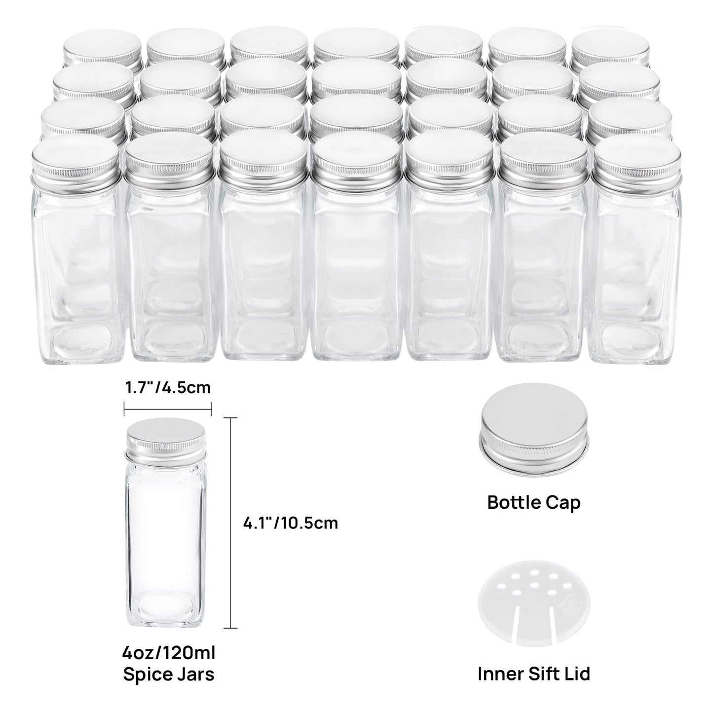Vtopmart Spice Rack Organizer for Cabinet, 4 Tier Spice Organizer with 28 Empty Spice Jars and 432 Blank Labels, Seasoning Organization for Countertop, Cabinet, Kitchen, Pantry, Cupboard 🍁 All In One Marketplace Canada