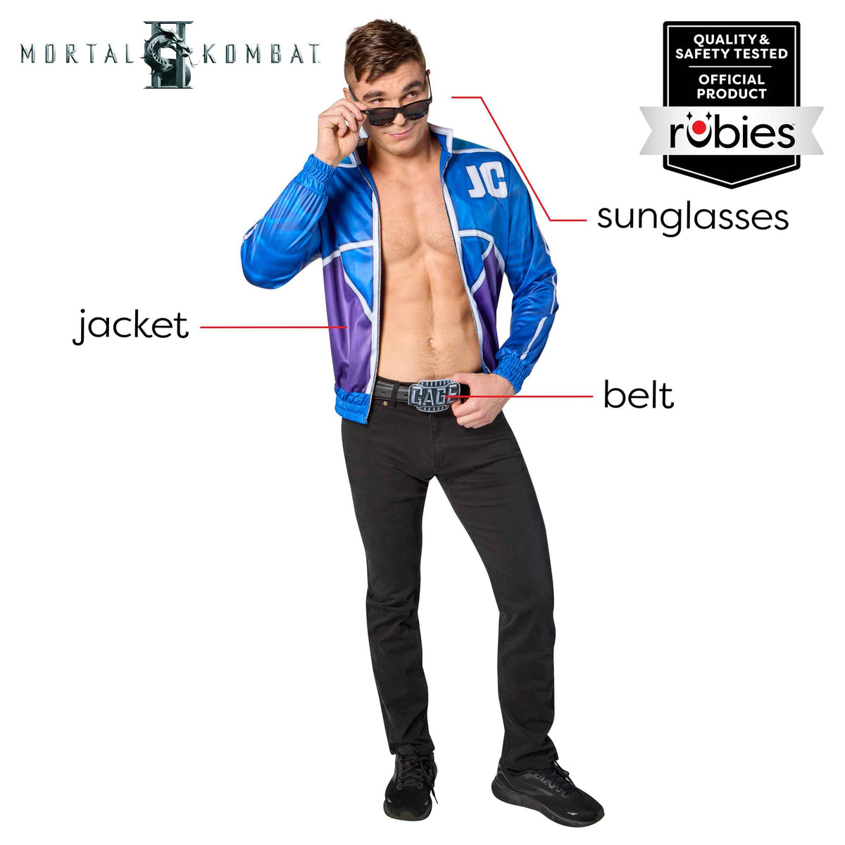 Rubies Men's Mortal Combat Johnny Cage Costume Kit, for Halloween and Themed Parties, Large
