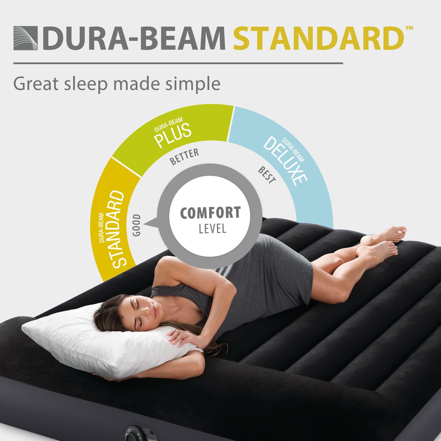 INTEX 64145ED Dura-Beam Standard Pillow Rest Air Mattress: Fiber-Tech – Twin Size – Built-in Electric Pump – 10in Bed Height – 300lb Weight Capacity 🍁 All In One Marketplace Canada