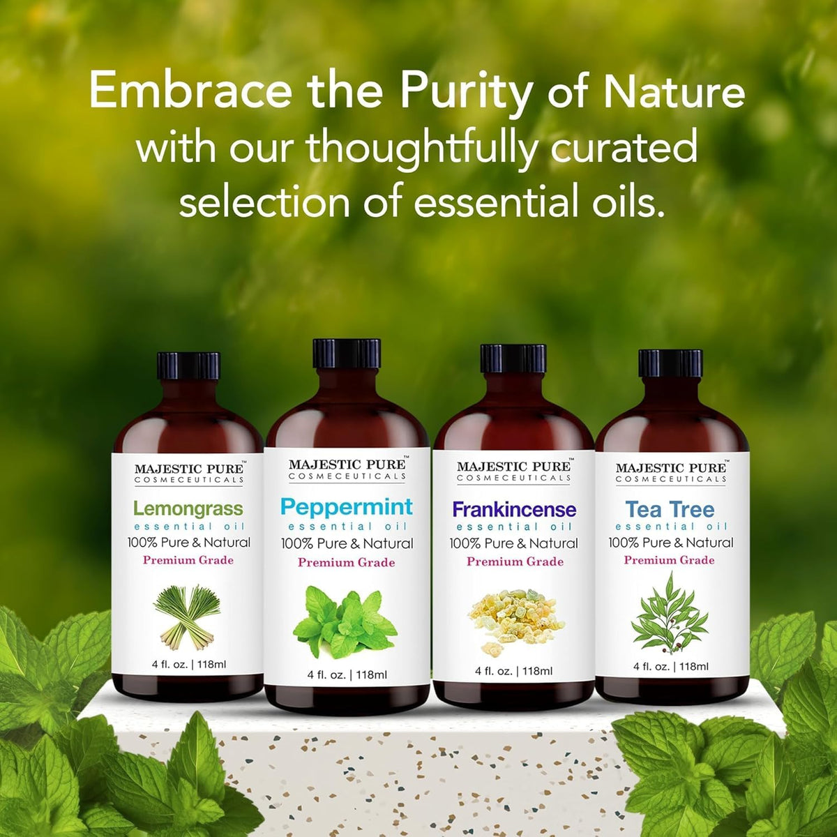 Majestic Pure Peppermint Essential Oil - Huge 118 ml - 100% Pure and Natural Oil for Soap Making Scent- Premium Grade with Glass Dropper 🍁 All In One Marketplace Canada