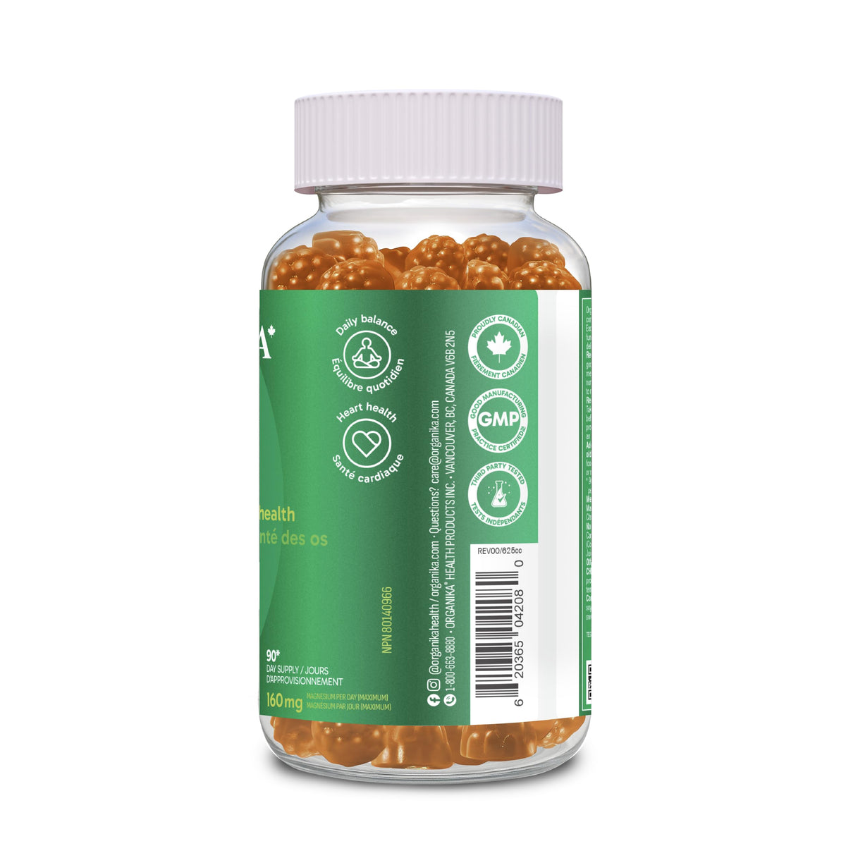 Organika Magnesium Gummies with Zinc & Calcium – Muscle Function, Bone & Heart Health Support, Stress & Energy Metabolism – Easy to Chew, Natural Orange Flavour - 90 gummies 🍁 All In One Marketplace Canada