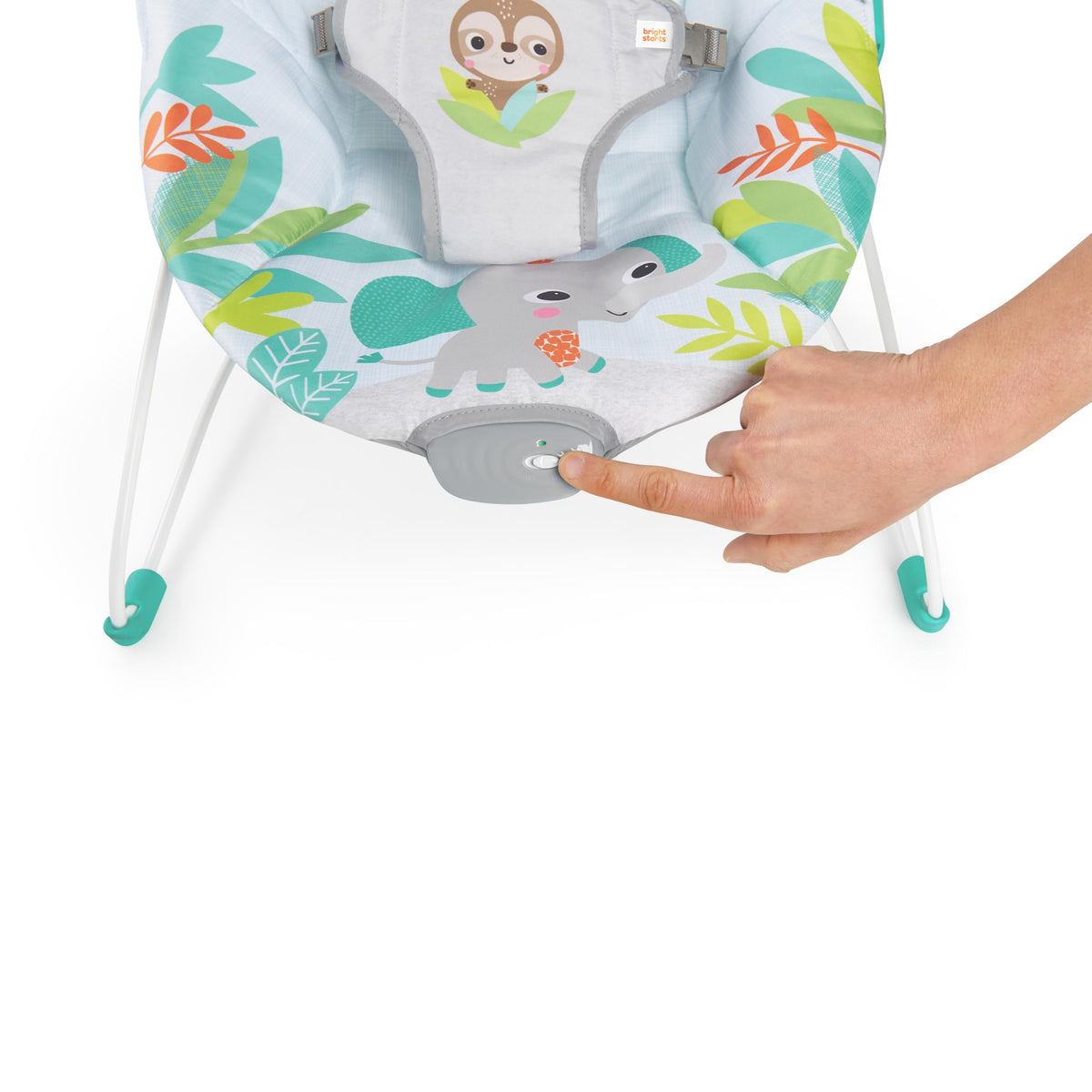 Bright Starts Rainforest Vibes 3-Point Harness Vibrating Baby Bouncer with -Toy bar 🍁 All In One Marketplace Canada