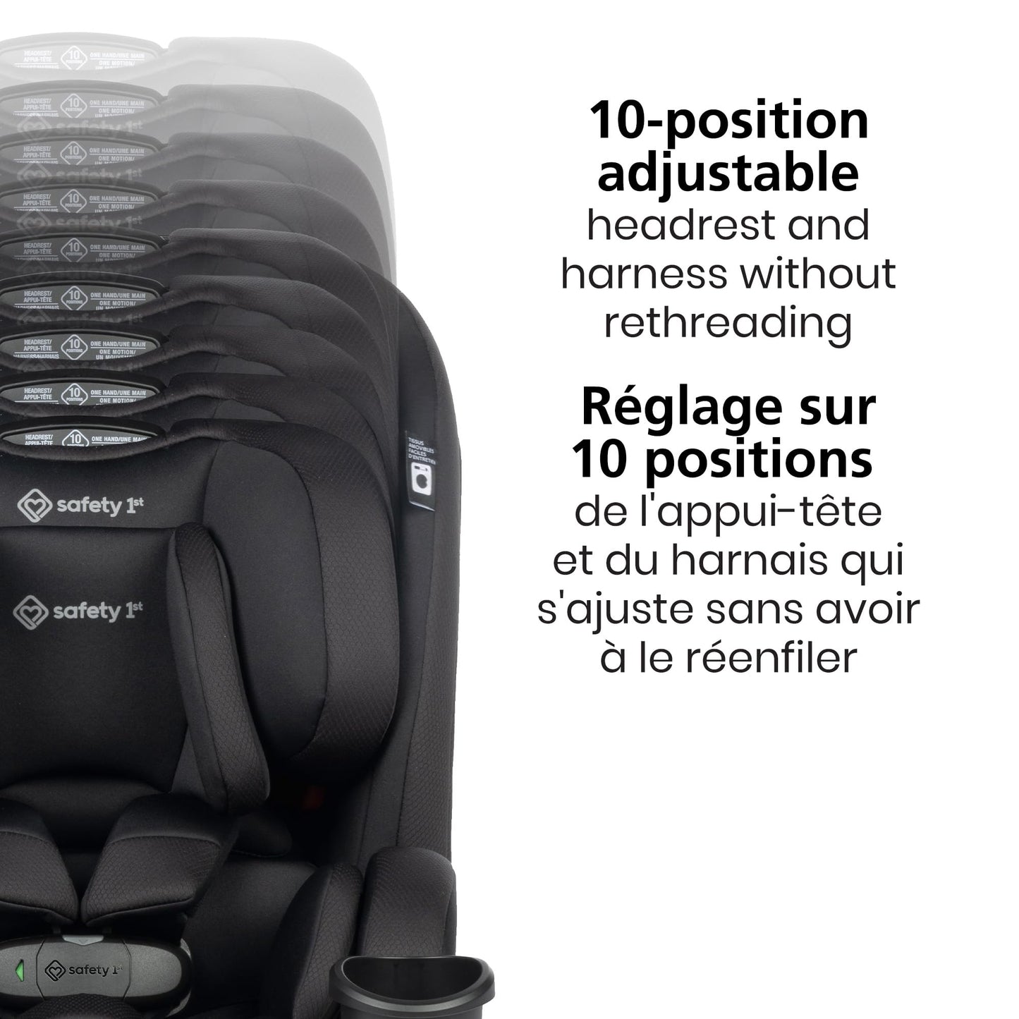 Safety 1st EverSlim 4-in-1 Convertible All-in-One Car Seat, infant to toddler, rear and forward facing, booster mode, backless booster, Fits 3 across, Washable seat, Birth to 10 years, Hexagon Horizon 🍁 All In One Marketplace Canada