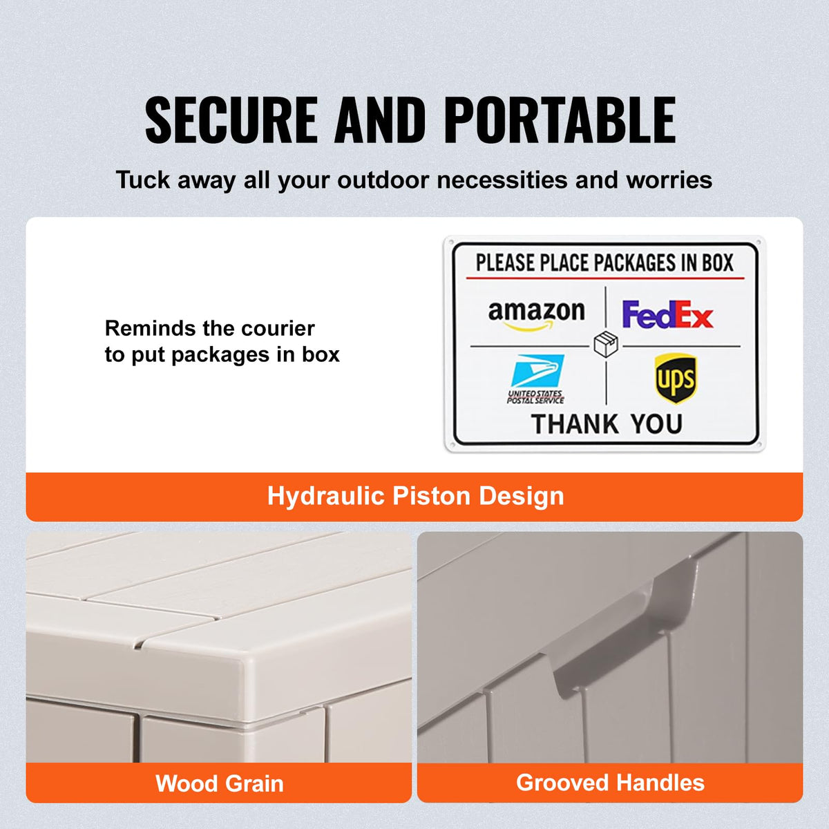 VEVOR Outdoor Storage Box, 31 Gallon Resin Deck Box, Backyard Outside Toy and Towel Storage Cabinet Waterproof, for Patio Furniture Cushions, Garden Tools, Pool Supplies & Package Delivery 🍁 All In One Marketplace Canada
