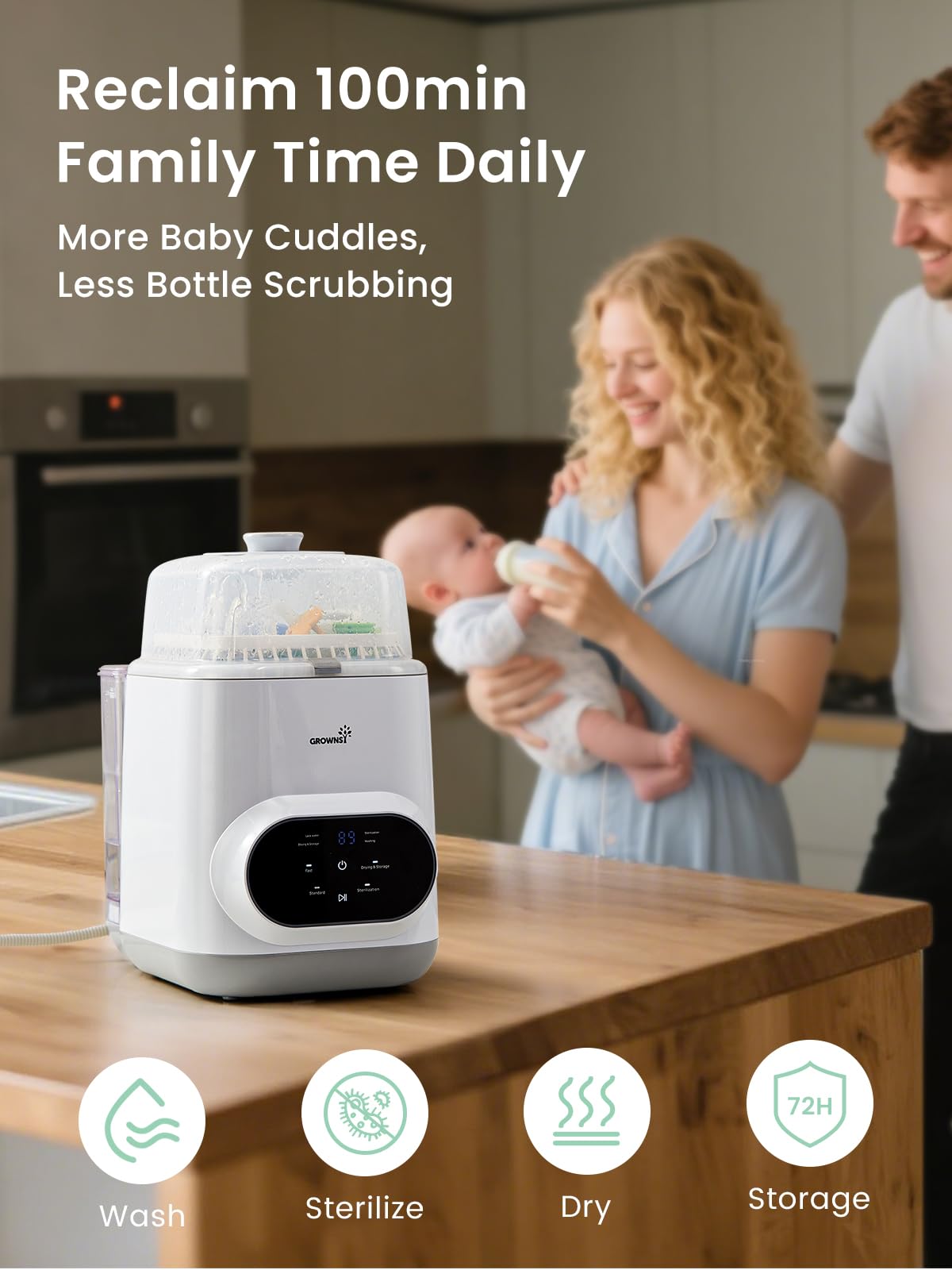 Grownsy EaseClean Bottle Washer Pro | All-in-One Bottle Washer and Sterilizer and Dryer | Baby Bottle Washer for Bottles, Pump Parts & Baby Essentials | Replaces Hand Washing 🍁 All In One Marketplace Canada