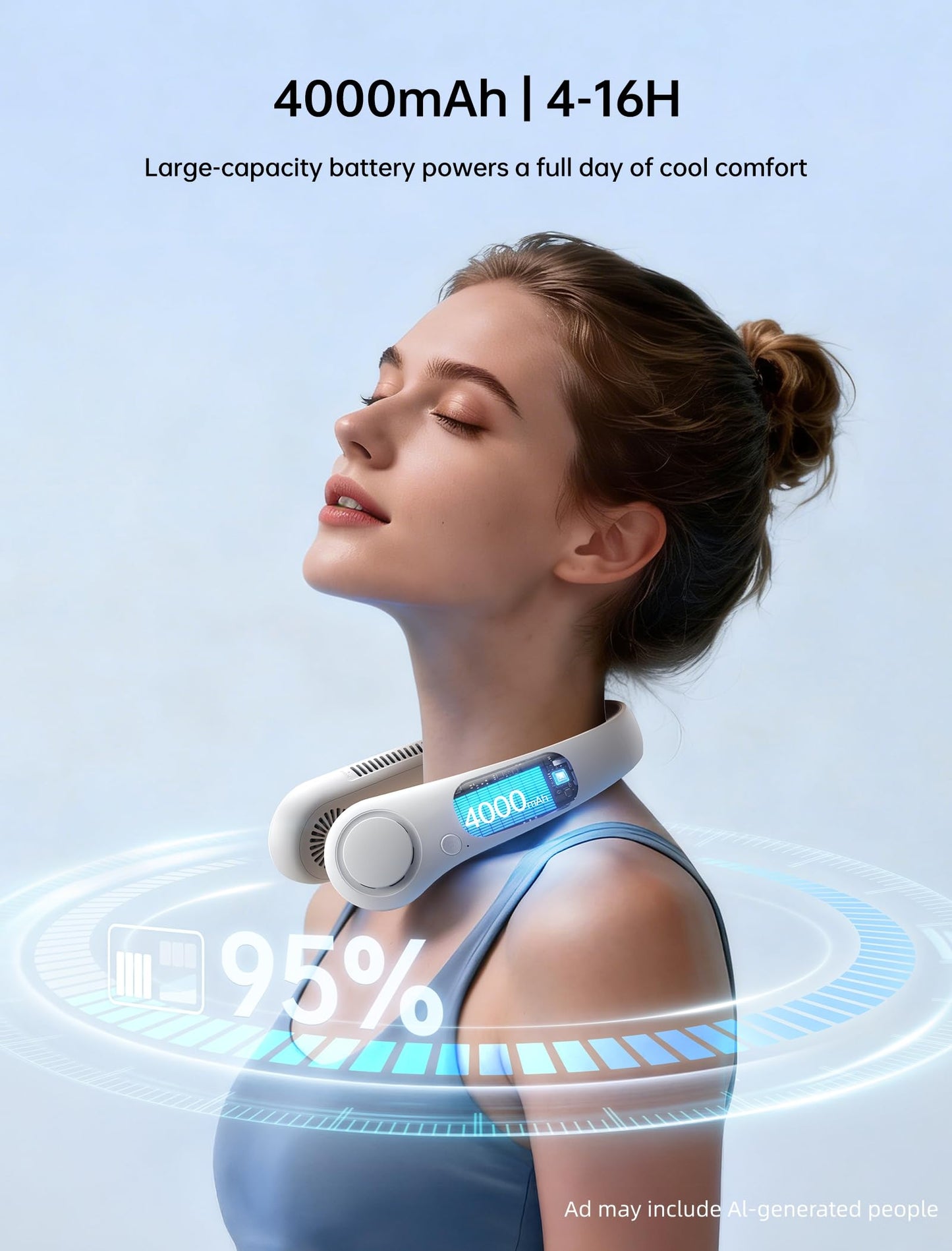 JISULIFE Portable Neck Fan, Hands Free Bladeless Hanging Sport Fan, 4000 mAh Battery Operated Wearable Personal Fan, Leafless, Rechargeable, Headphone Design, USB Powered Desk Fan, 5 Speeds - Grey 🍁 All In One Marketplace Canada