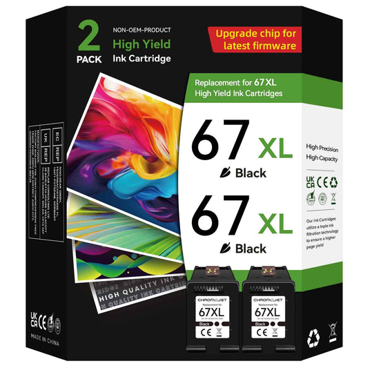 67XL Black Ink Cartridges Compatible for HP 67 Ink Cartridges Compatible for HP Ink 67 Fit for DeskJet 4155e 2855e 2755e 2700 2700e 2800e 4100 4255e 2734e Envy 6055e 6455e 6000 6400 Printer(2 Black) 🍁 All In One Marketplace Canada