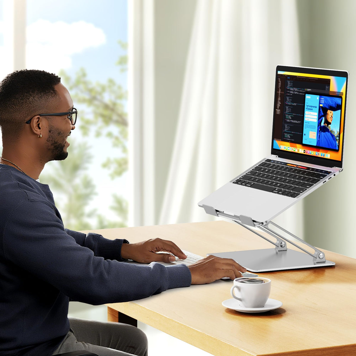 Besign LS10 Laptop Stand for Desk, Ergonomic Adjustable Notebook Tablet Stand, Riser Holder Computer Stand Compatible with Air, Pro, Dell, HP, Lenovo More 10-14" Laptops, Lapdesks (Silver) 🍁 All In One Marketplace Canada