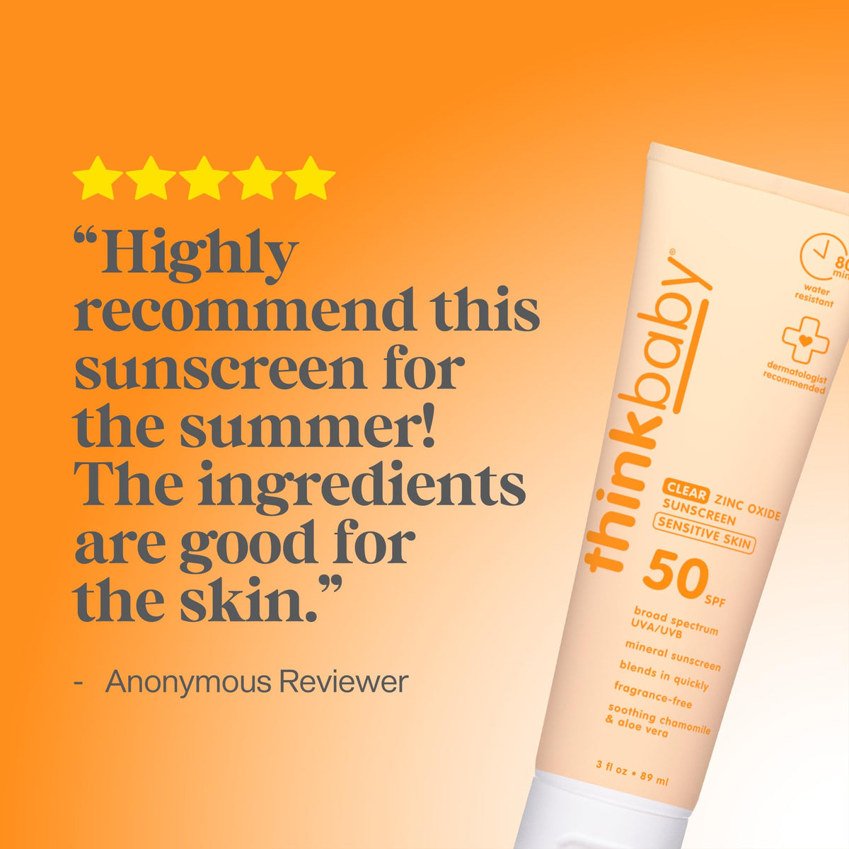 THINK Thinkbaby SPF 50+ Mineral Sunscreen for Sensitive Skin - 3 Fl Oz 🍁 All In One Marketplace Canada