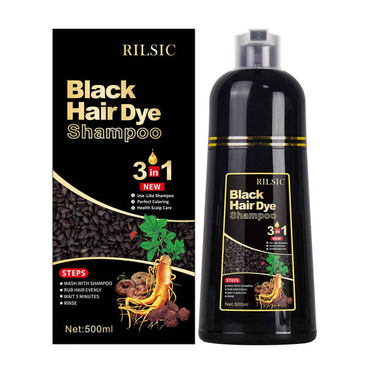 500ML Hair Color Shampoo for Women Men, Hair Dye Shampoo for Grey Hair Beard Coverage, Instant Colour Shampoo 3 in 1 - Long Lasting - Natural - Hair Coloring Hair in Minutes (Natural Black) 🍁 All In One Marketplace Canada
