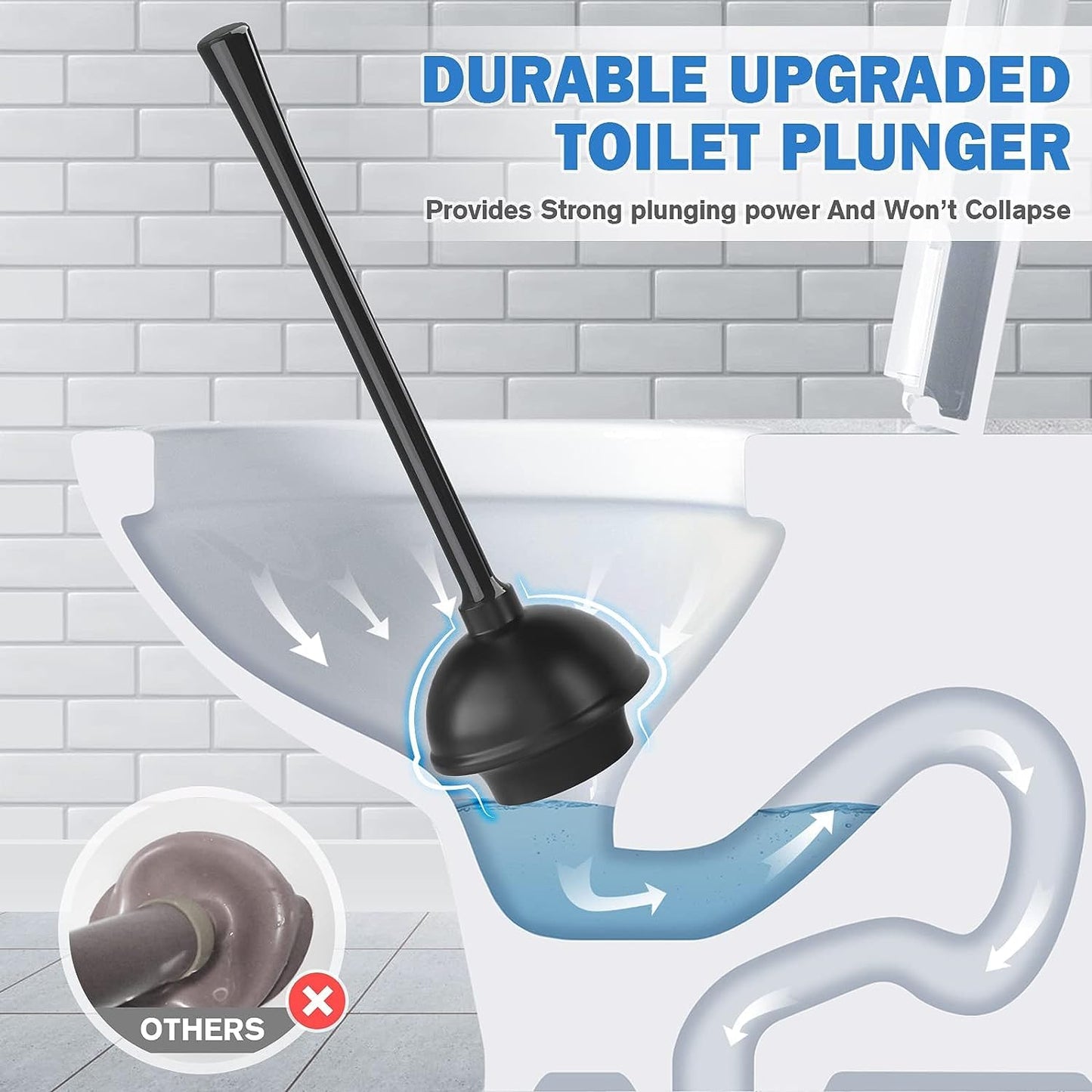 Toilet Plunger and Brush with Holder, Bowl Brush and Heavy Duty Toilet Plunger Set for 5.7-inch Toilet Drain, 2-in-1 Bathroom Cleaning Combo with Modern Caddy Stand (Black) 🍁 All In One Marketplace Canada