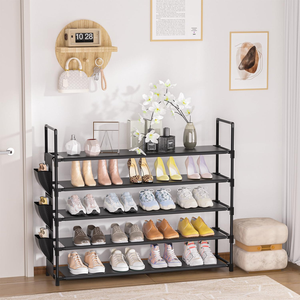 Shoe Rack 5 Tier Shoe Organizer Shoe Storage 20-25 Pairs for Closet Entryway Shoes Holder Space Saving Tall Shoes Shelf for Bedroom Garage Door 🍁 All In One Marketplace Canada