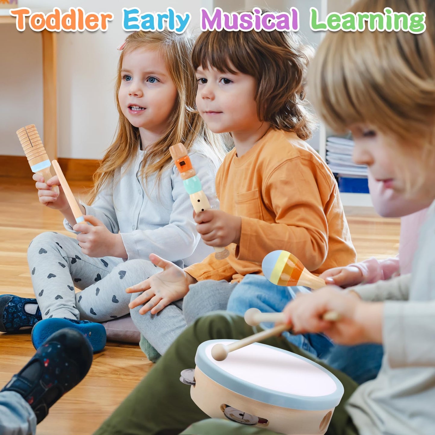 Wooden Musical Instruments for Toddlers 1-3 - Montessori Educational Toys for 1 2 3 Year Old Baby Kids, with Xylophone, One 1st 2st Christmas Birthday Gifts for Girls Boys 🍁 All In One Marketplace Canada