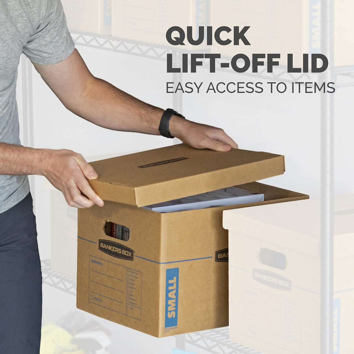 Bankers Box SmoothMove Moving Boxes with No-Tape Assembly, Lift -Off Lids And Easy-Carry Handles, 10" x 12" x 15", 10 Pack (7714219) 🍁 All In One Marketplace Canada