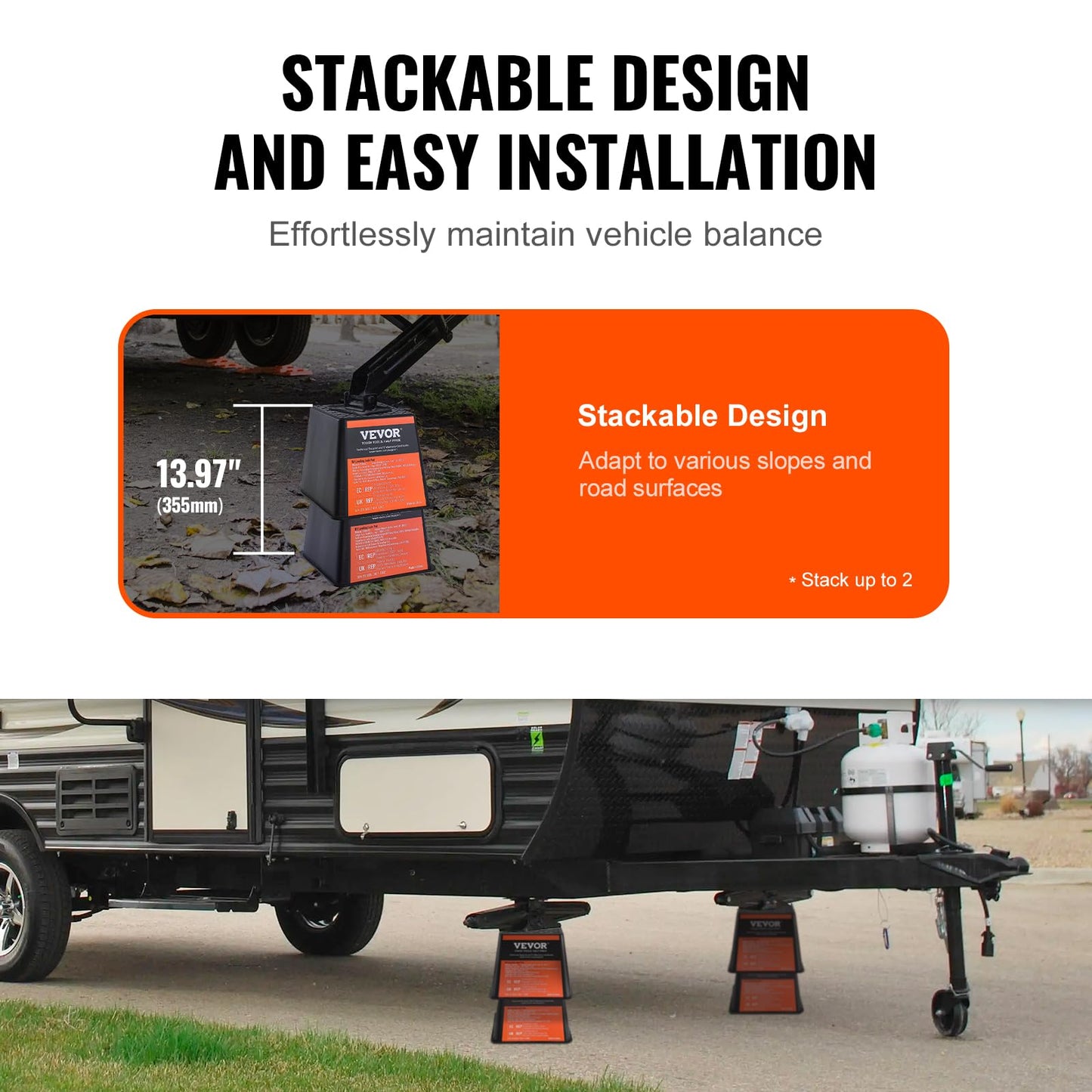 VEVOR Trailer Jack Block, 6000 lbs Capacity per RV Leveling Block, Polypropylene RV Camper Stabilizer Blocks, RV Travel Accessories Use for Any Tongue Jack, Post, Foot, 5th Wheels, 4-Pack 🍁 All In One Marketplace Canada