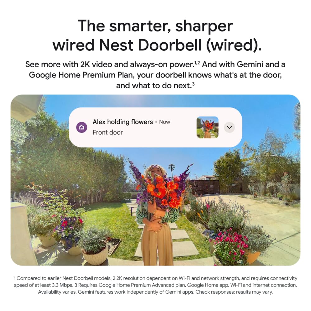 Google Nest Doorbell (Wired, 3rd gen) - 2K Video and Gemini - Hazel 🍁 All In One Marketplace Canada