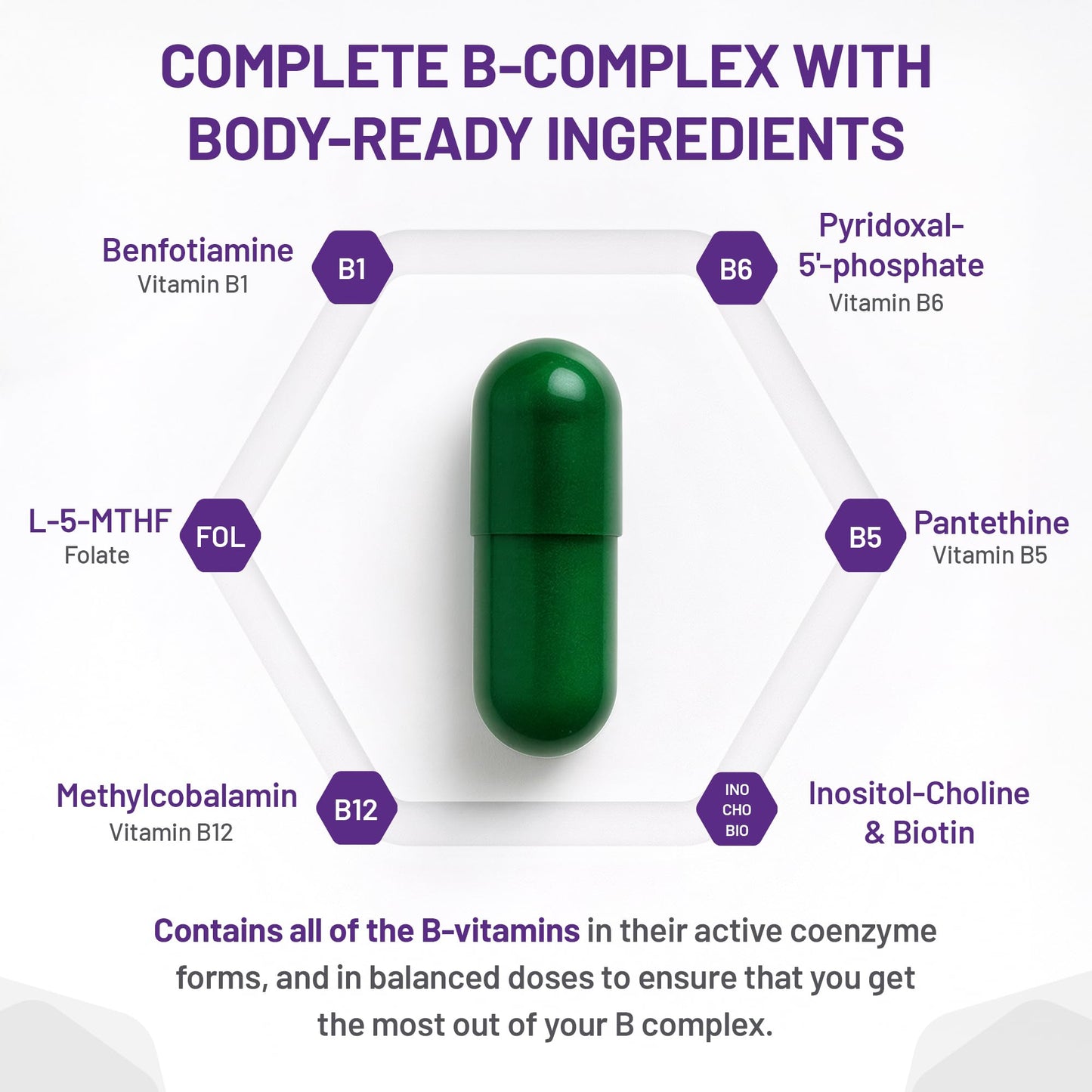 AOR Advanced B Complex Capsules, 180 Count 180-Day Supply - Full-Spectrum B Vitamin Blend with B1, B2, B3, B5, B6, B12, Inositol, Folic Acid & Biotin - Vegan, Non-GMO & Gluten-Free - Promotes Energy 🍁 All In One Marketplace Canada