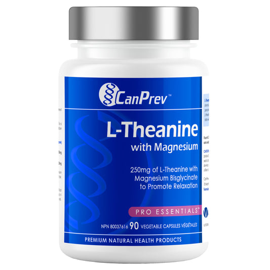 CanPrev L-Theanine with Magnesium, 90 Capsules 90-Day Supply - Promote Relaxation and Calmness - Without Drowsiness - Synergistic Blend for Well-being Management - Vegan, Non-GMO and Gluten-Free 🍁 All In One Marketplace Canada