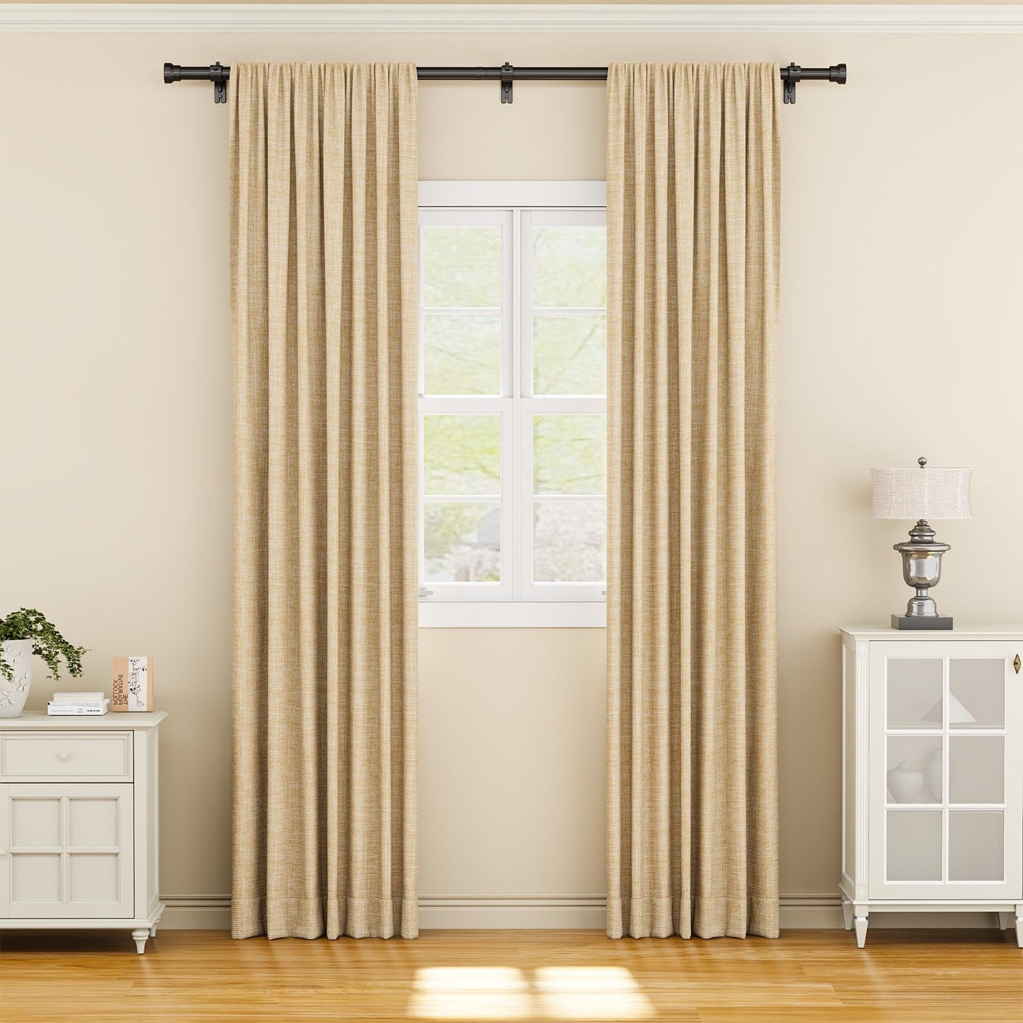 YaFex Curtain Rod 32-84 Inch, Heavy Duty 1 Inch Adjustable Curtain Pole, Black Long Curtains Rods for Window, Modern Design, Easy Installation 🍁 All In One Marketplace Canada