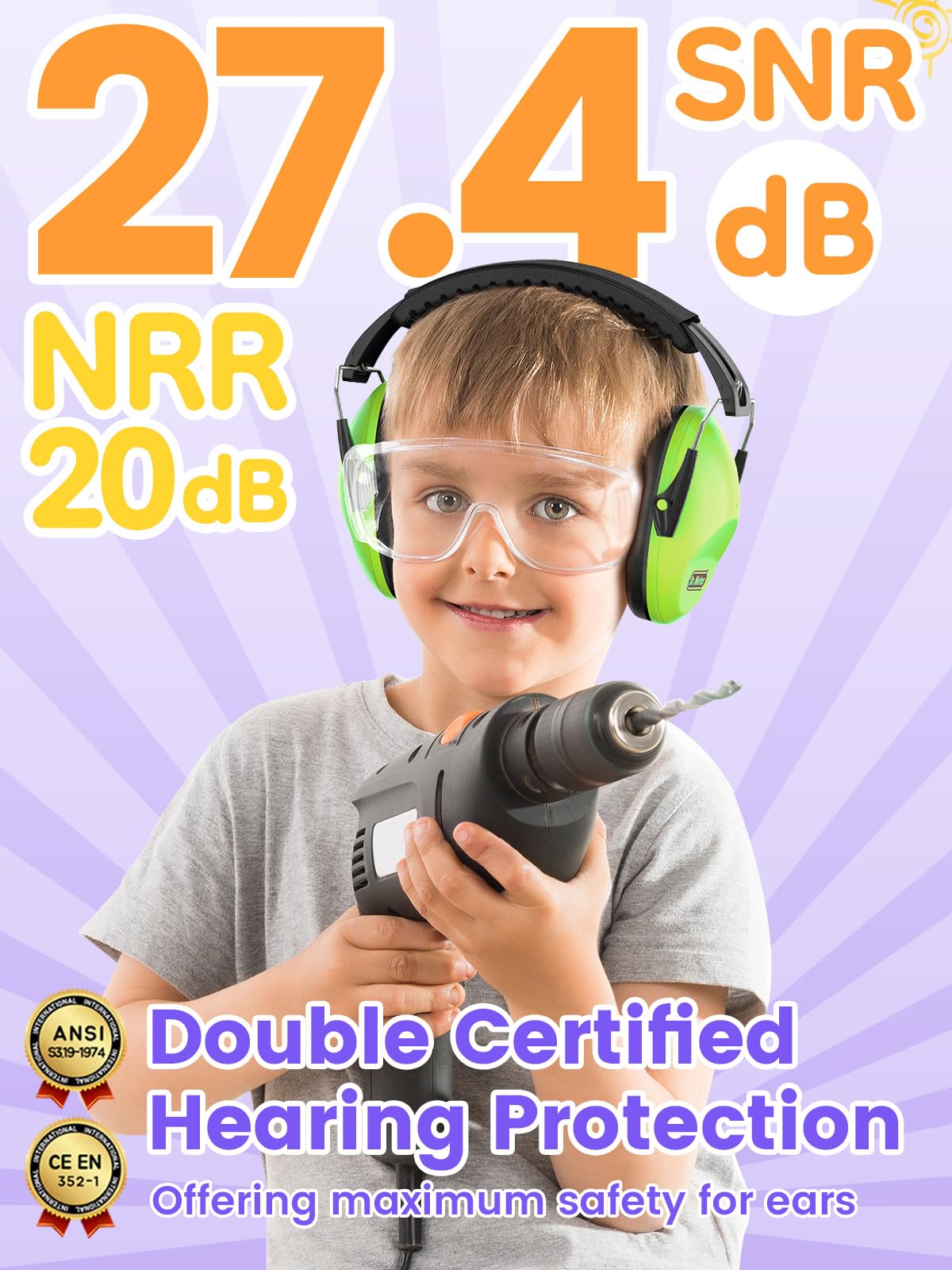 2 Pack Noise Cancelling Headphones for Kids: Dr.meter Kids Ear Protection Earmuffs for Autism Sensory - Hearing Protection Earmuffs for Monster Truck Concerts Study and Fireworks - (green+pink) 🍁 All In One Marketplace Canada