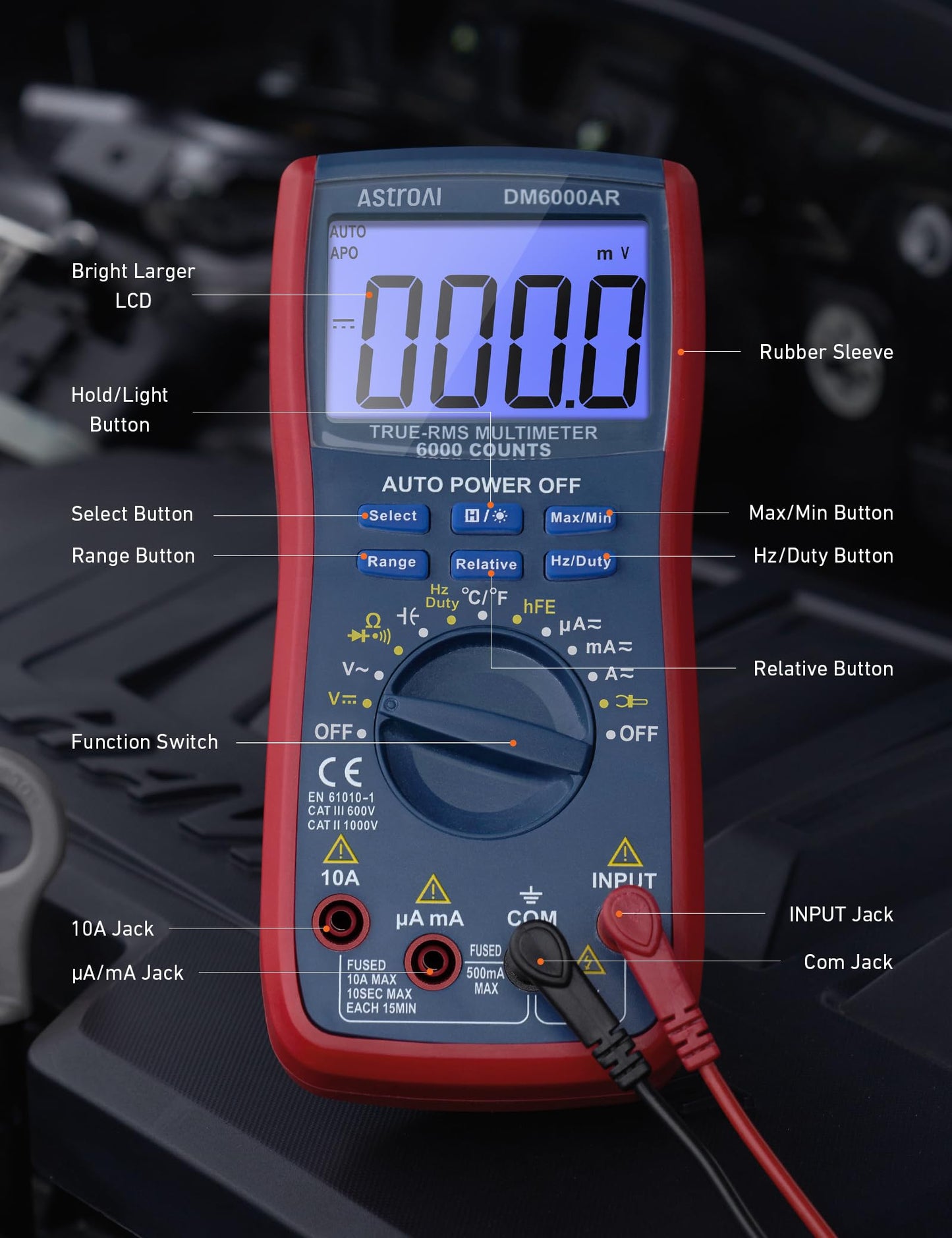 AstroAI Digital Multimeter 6000, Multi Meter - Measures Voltage, Current, Resistance, Continuity, Capacitance, Diode, Temperature – Voltmeter with Backlit LCD, Data Hold, Safety Rated CAT III, Blue 🍁 All In One Marketplace Canada