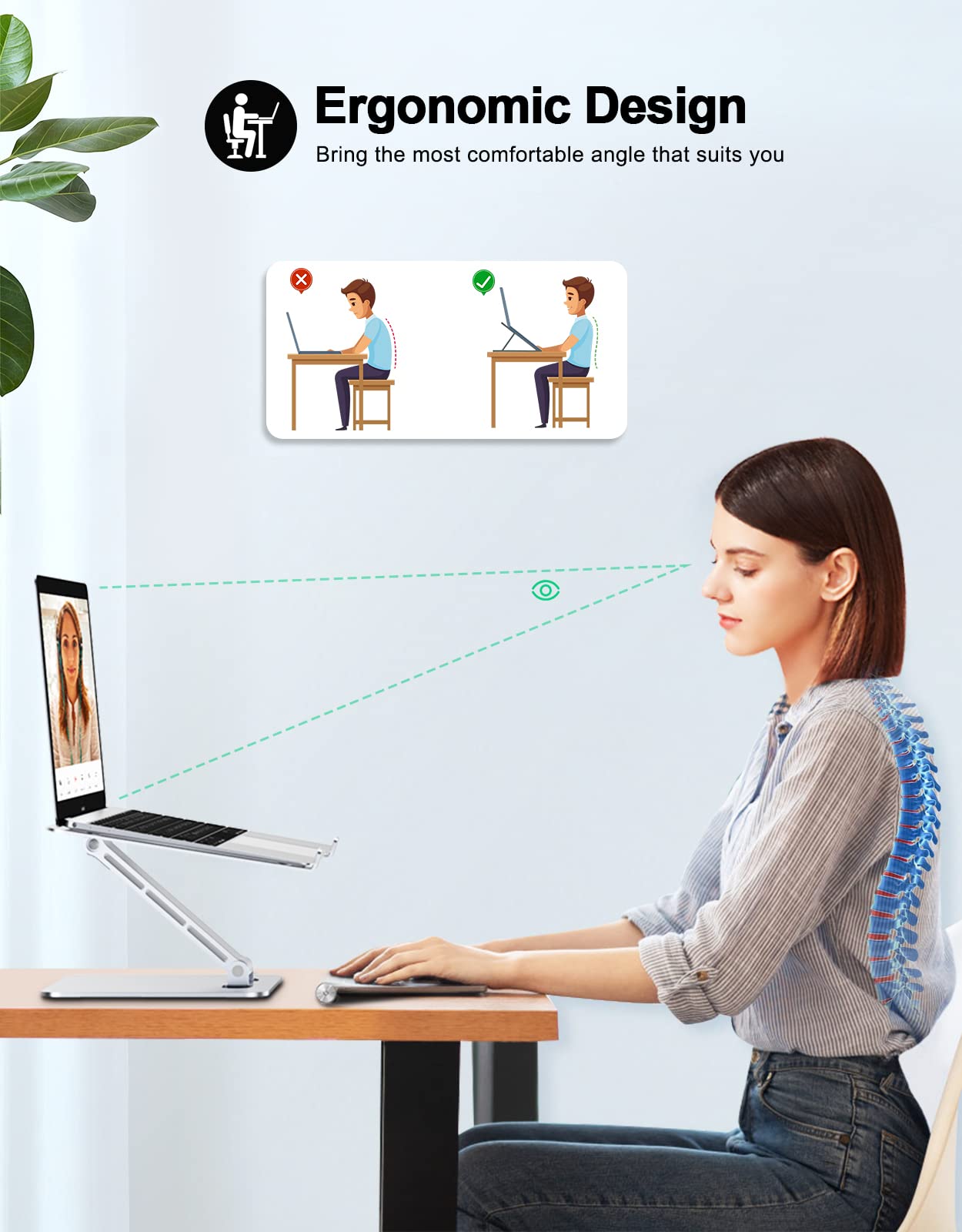 Zewwen Laptop Stand for Desk, Ergonomic Adjustable Foldable Computer Stand with Heat-Vent, Aluminium Alloy Laptop Riser Compatible with MacBook Air, Pro, Dell XPS, Samsung, 10”-16" 🍁 All In One Marketplace Canada
