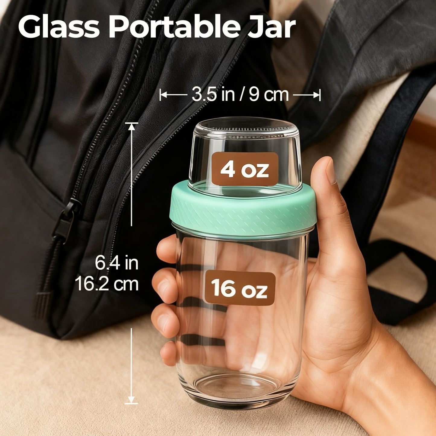 ComSaf Overnight Oats jars with Lids （16oz+4oz 4Pcs）, Dual-Laryer Chia Pudding Jars with Dry and Wet Separation, Yogurt Parfait Contianer for Oatmeal Cereal Nut Fruit, Meal Prep Glass Jars for Salad 🍁 All In One Marketplace Canada