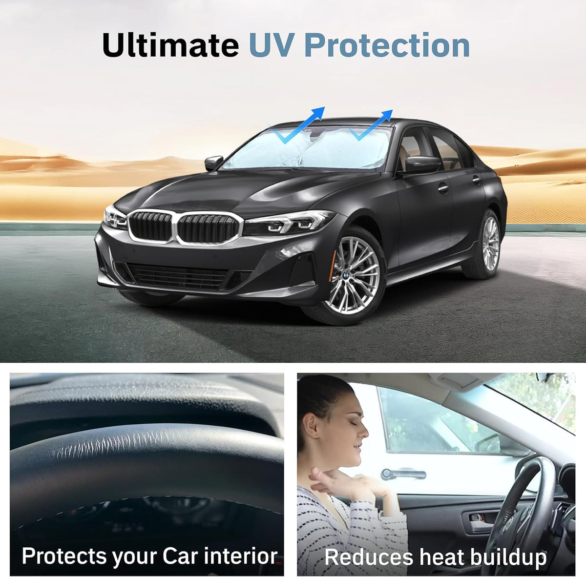 Autovir Car Windshield Sun Shade – 280T Thickened Reflective UV & Heat Shield with Storage Bag, Keeps Interior Cool, Universal Fit for Sedans, SUVs & Trucks – Medium (64" x 32") 🍁 All In One Marketplace Canada