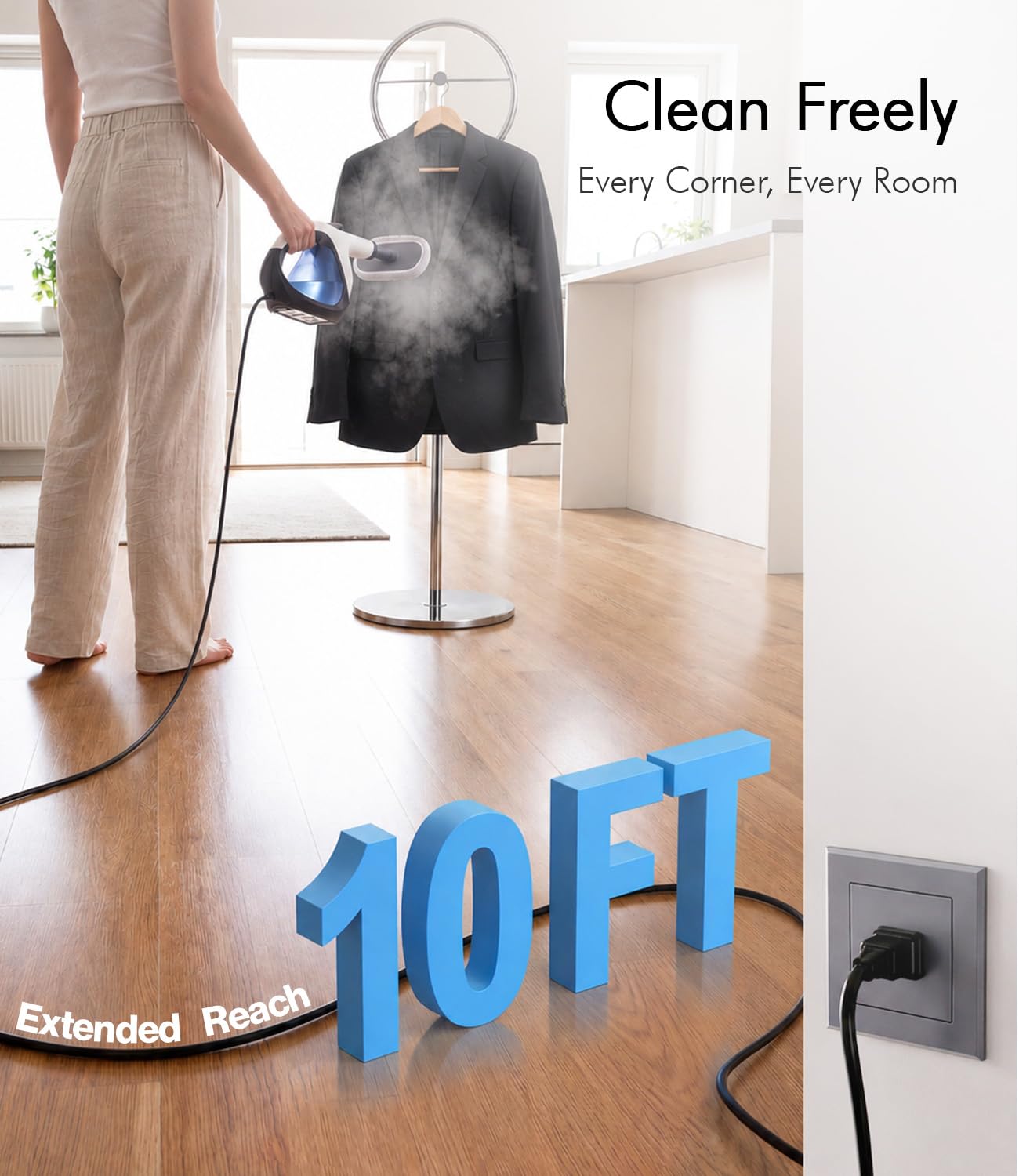 Handheld Steam Cleaner for Home 3s Instant Heat-Up No Need to Wait, Upgrade 2 LB Light Weight Easy Refill Portable Steamer Cleaner for Furniture Couch Grout Walls Kitchenware Cleaning (White) 🍁 All In One Marketplace Canada