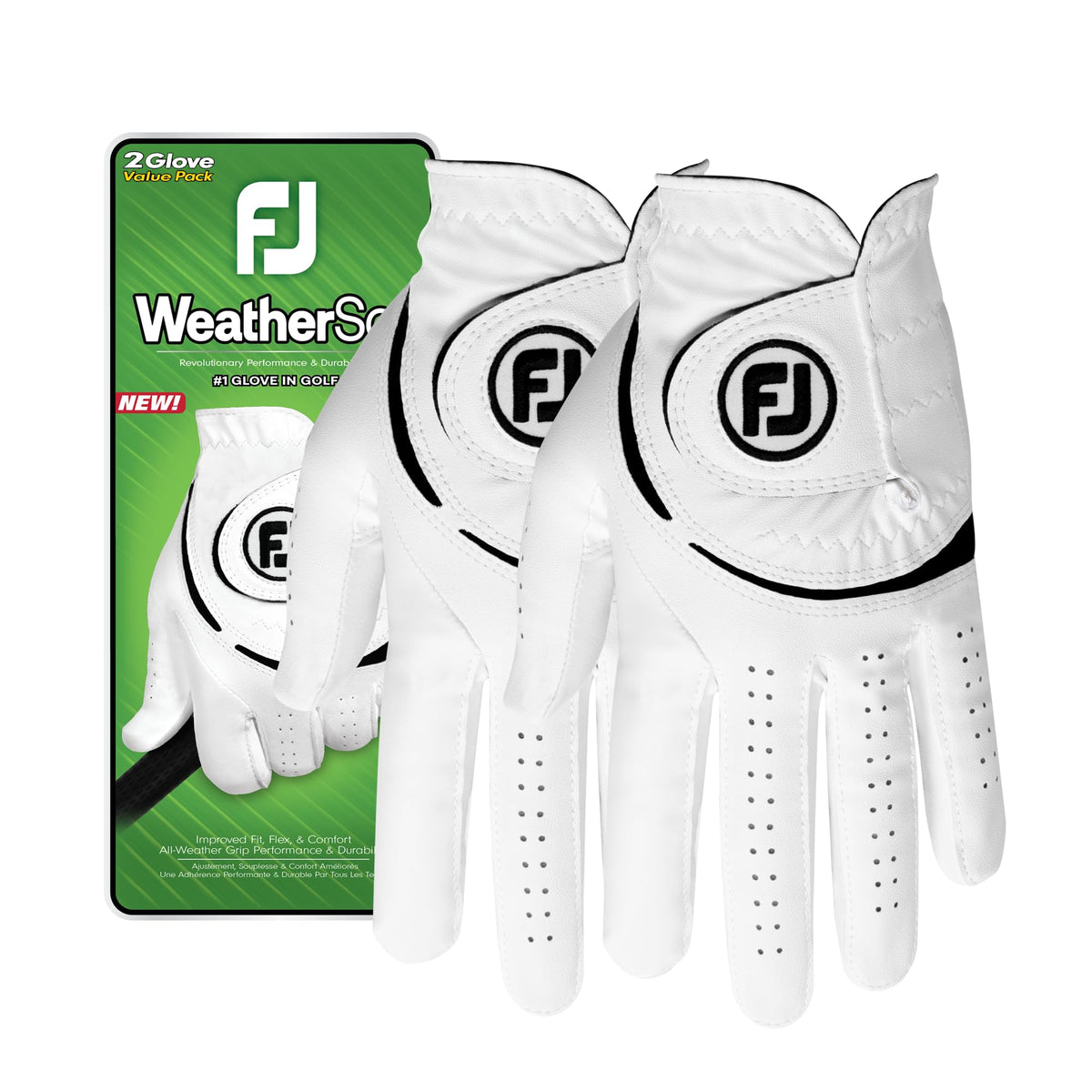 FootJoy Men's WeatherSof 2-Pack Golf Glove, White, Medium, Worn on Left Hand 🍁 All In One Marketplace Canada